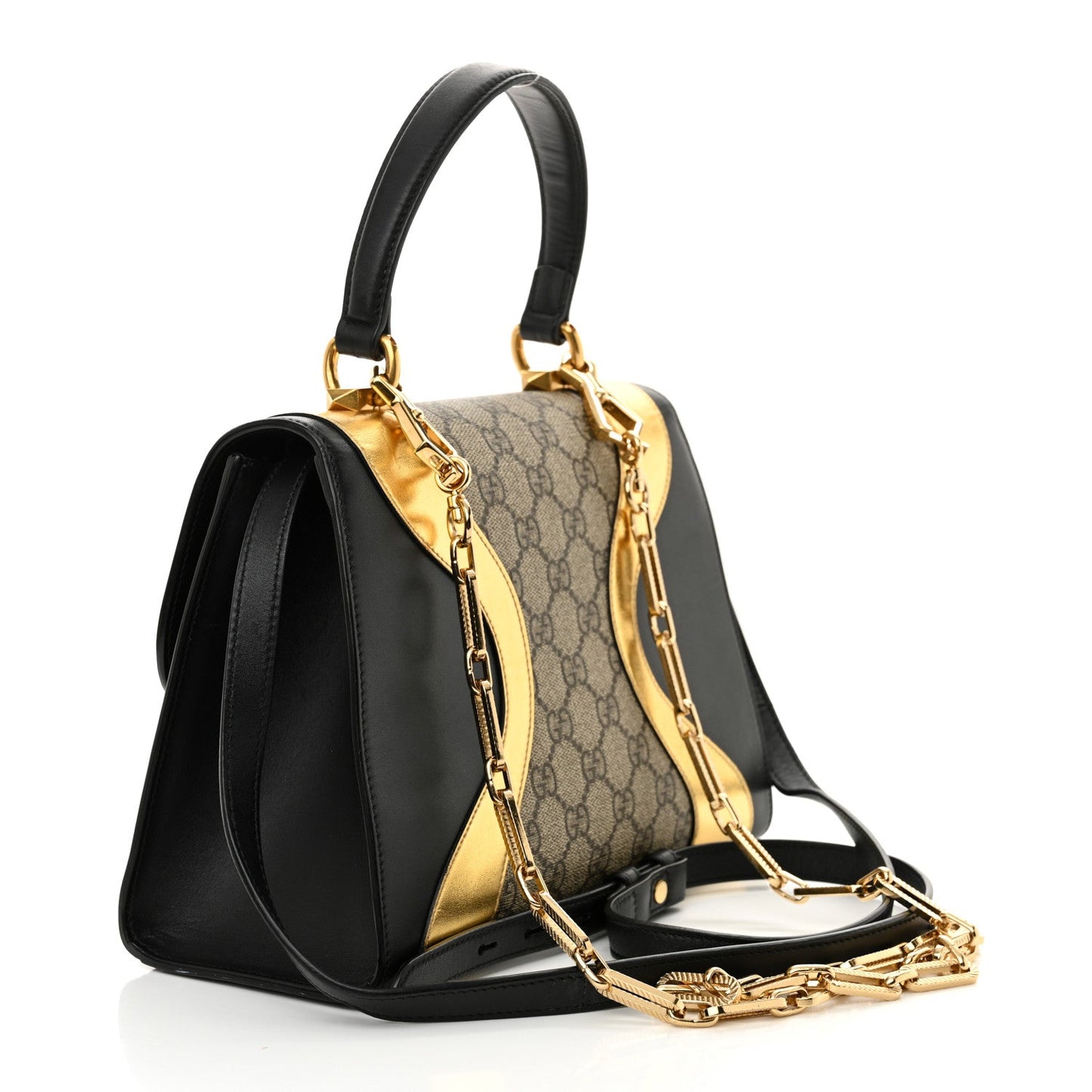 Gucci Osiride Small GG Supreme Coated Canvas Bag - Black & Gold