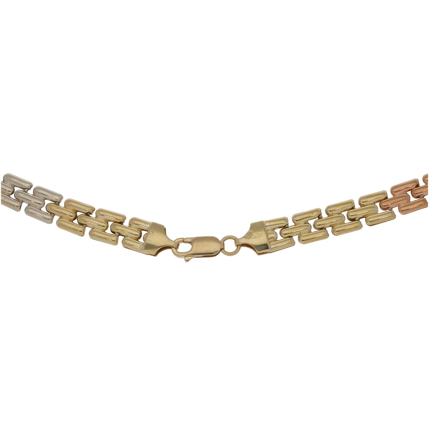 9ct Tricolour Gold Fancy Necklace 16"