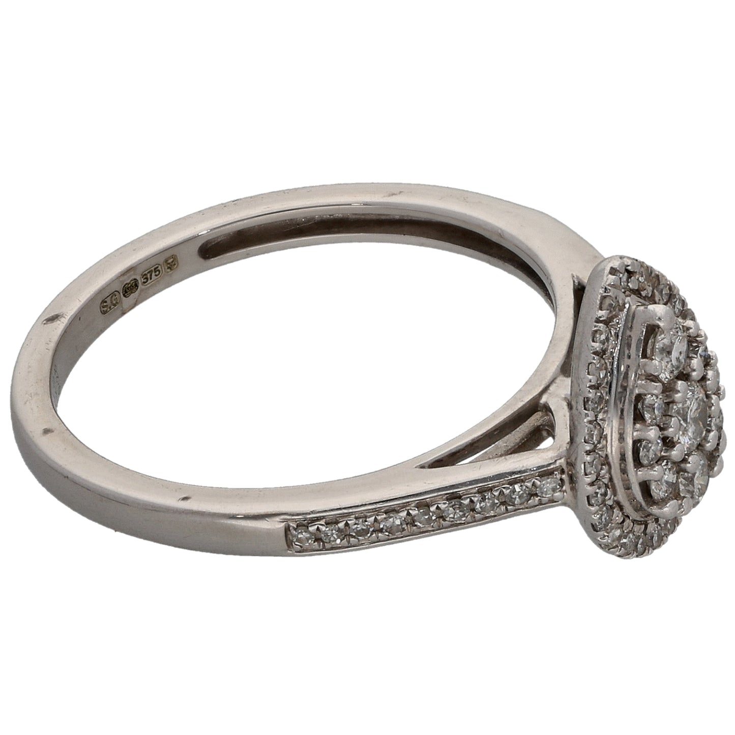 9ct White Gold 0.28ct Diamond Cluster Ring Size L