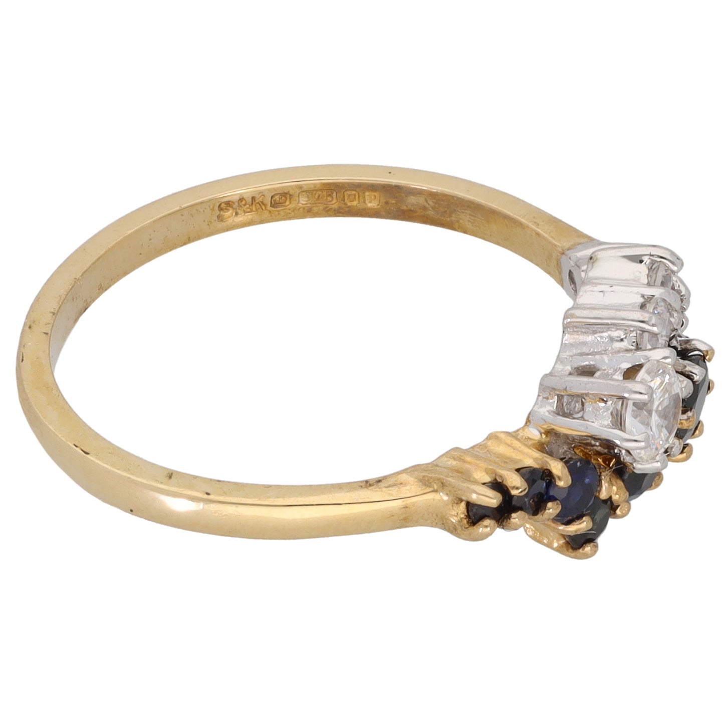 9ct Gold Sapphire & Cubic Zirconia Dress/Cocktail Ring Size P