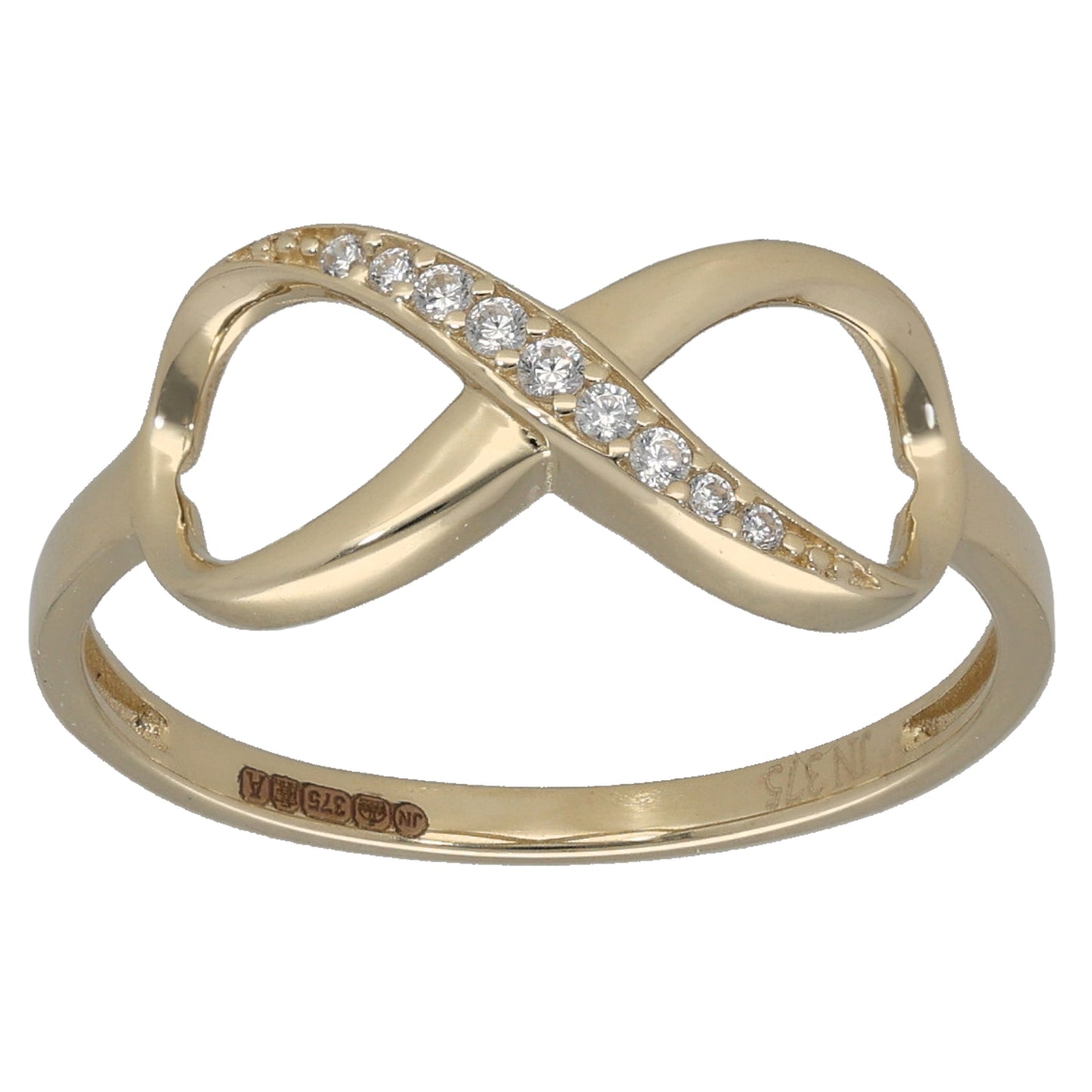 New 9ct Gold Cubic Zirconia Infinity Ring Size M-S
