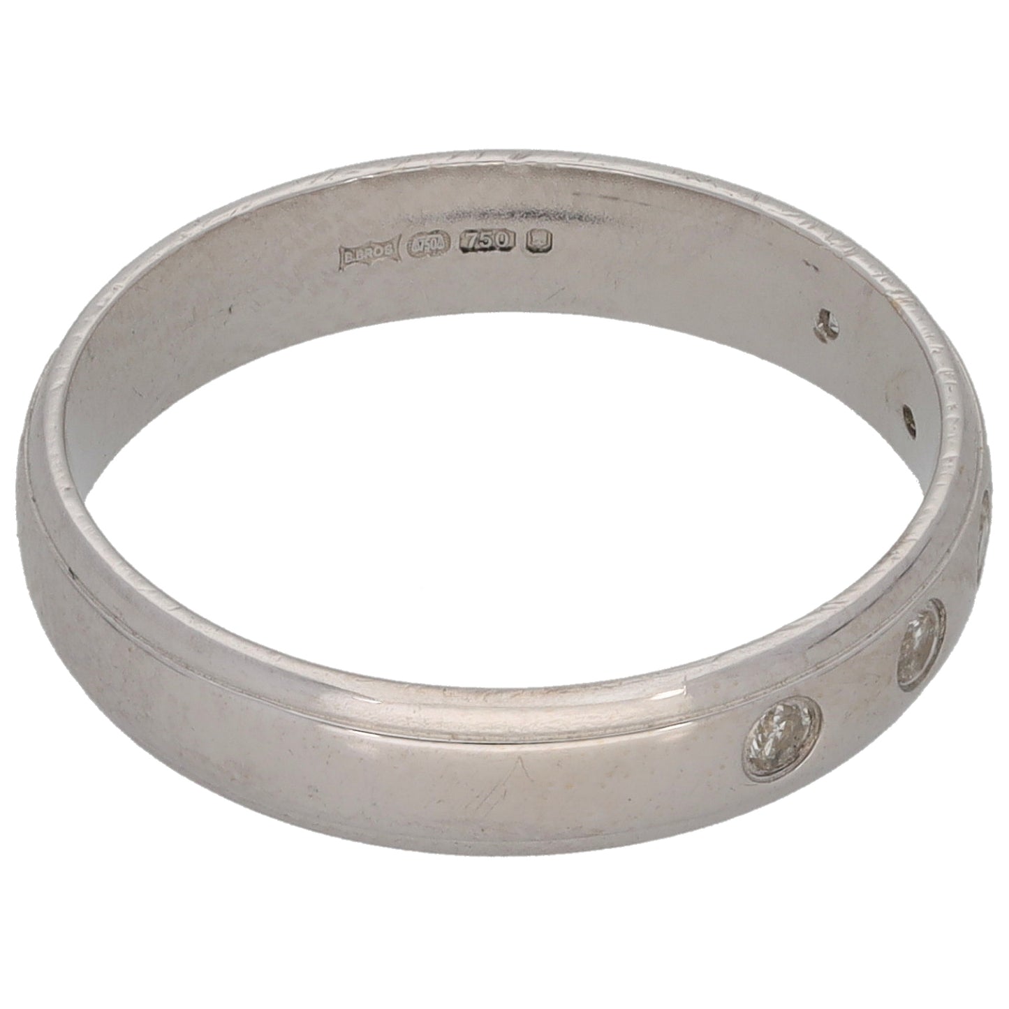 18ct White Gold 0.05ct Diamond Half Eternity Ring Size M