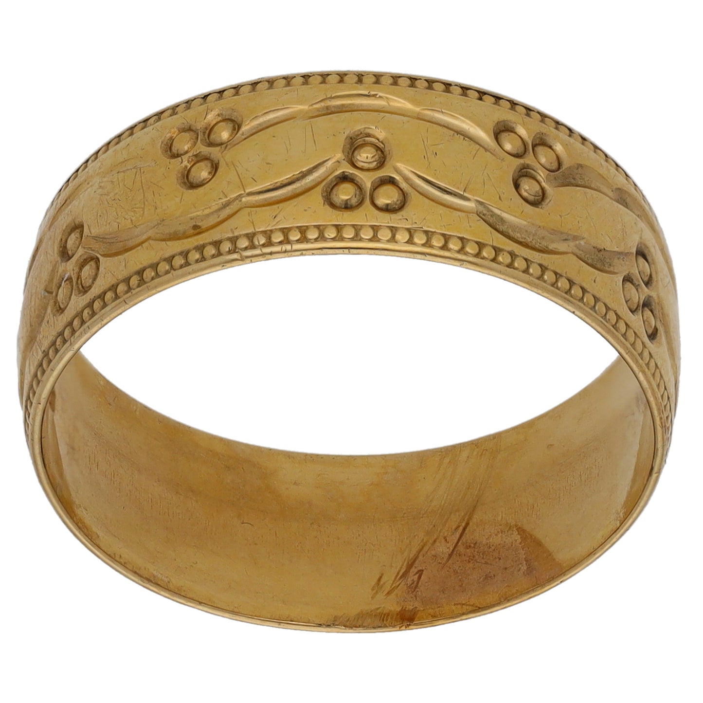 9ct Gold Patterned Wedding Ring Size P