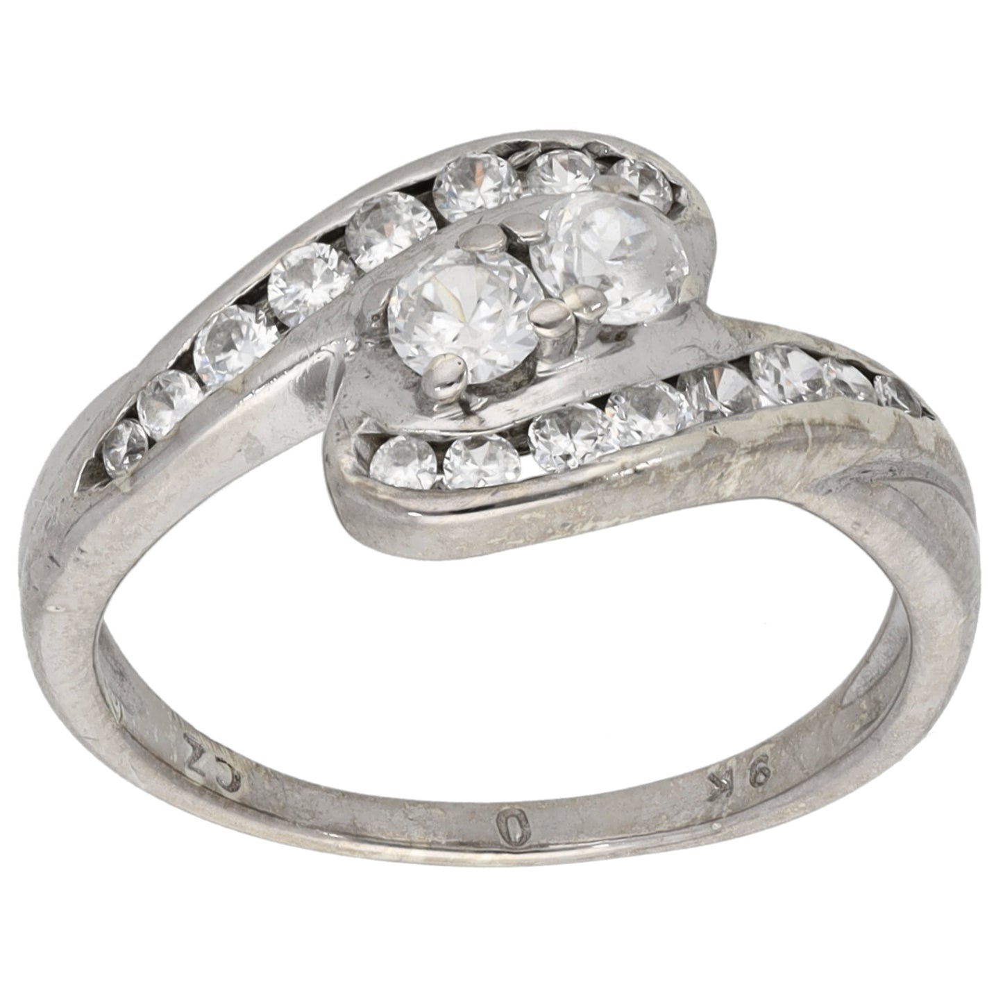 9ct White Gold Cubic Zirconia Dress/Cocktail Ring Size O