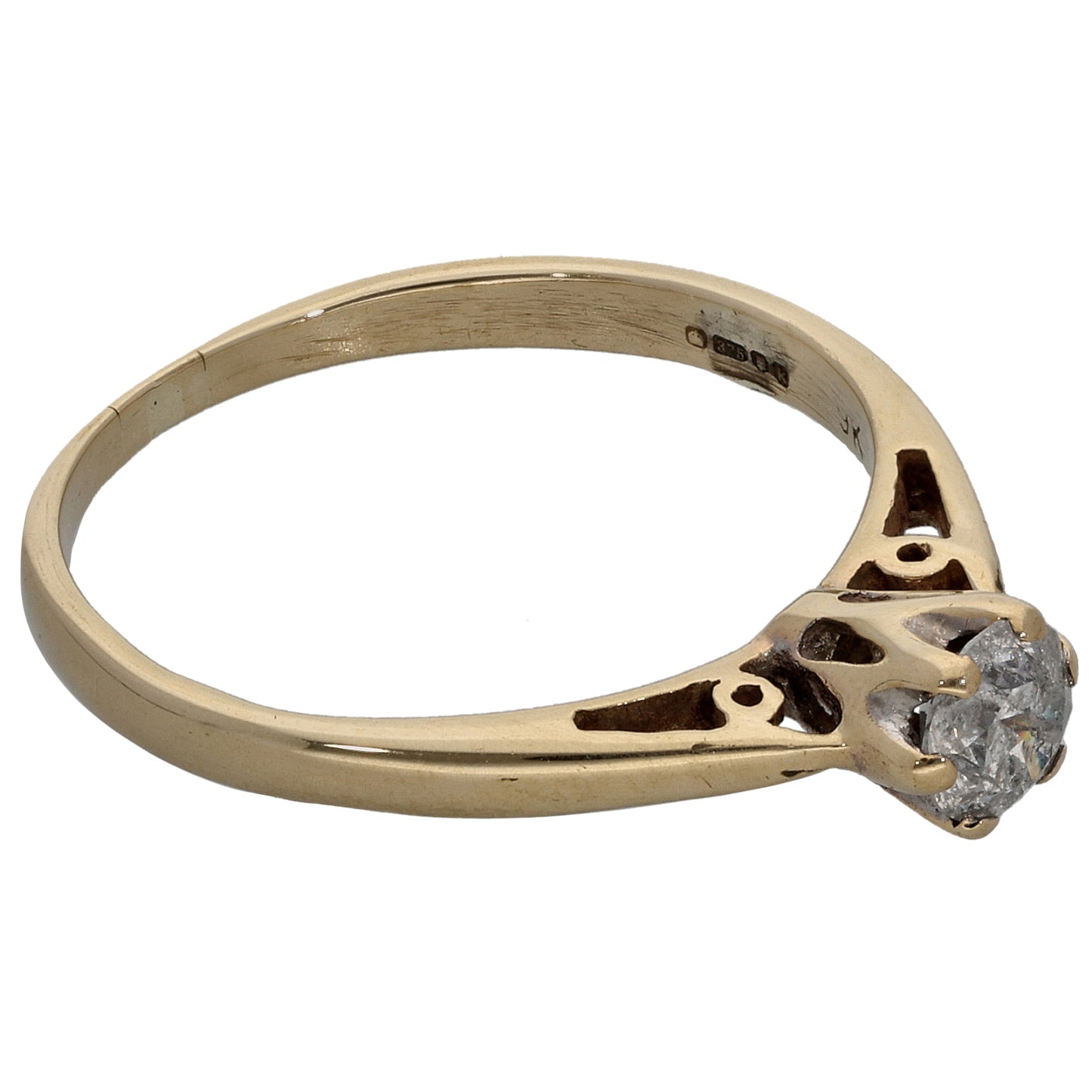 9ct Gold 0.22ct Diamond Solitaire Ring Size L