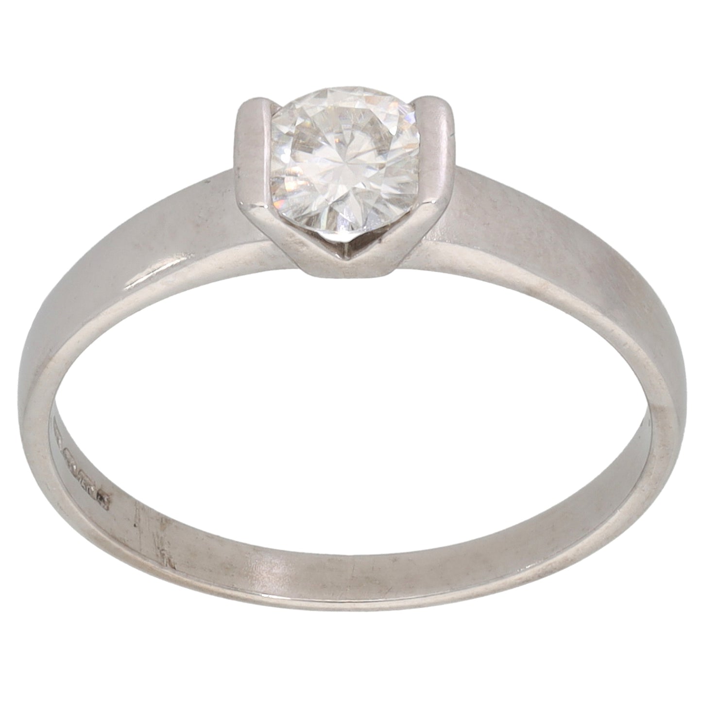 18ct White Gold Cubic Zirconia Single Stone Ring Size N