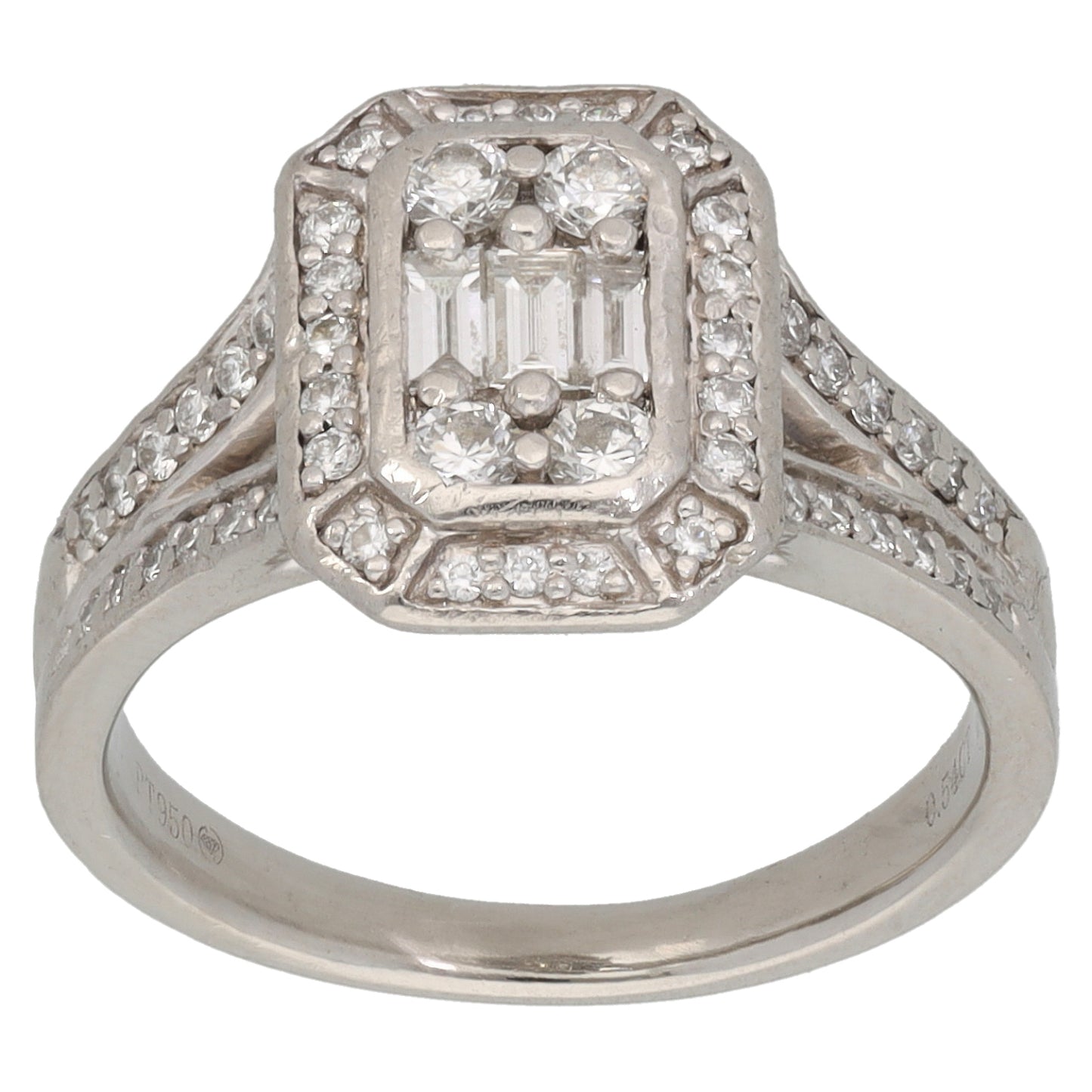 Platinum 0.54ct Diamond Cluster Ring Size L