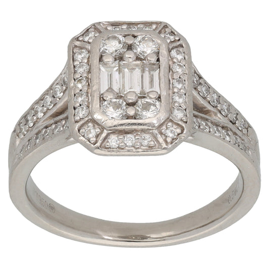 Platinum 0.54ct Diamond Cluster Ring Size L