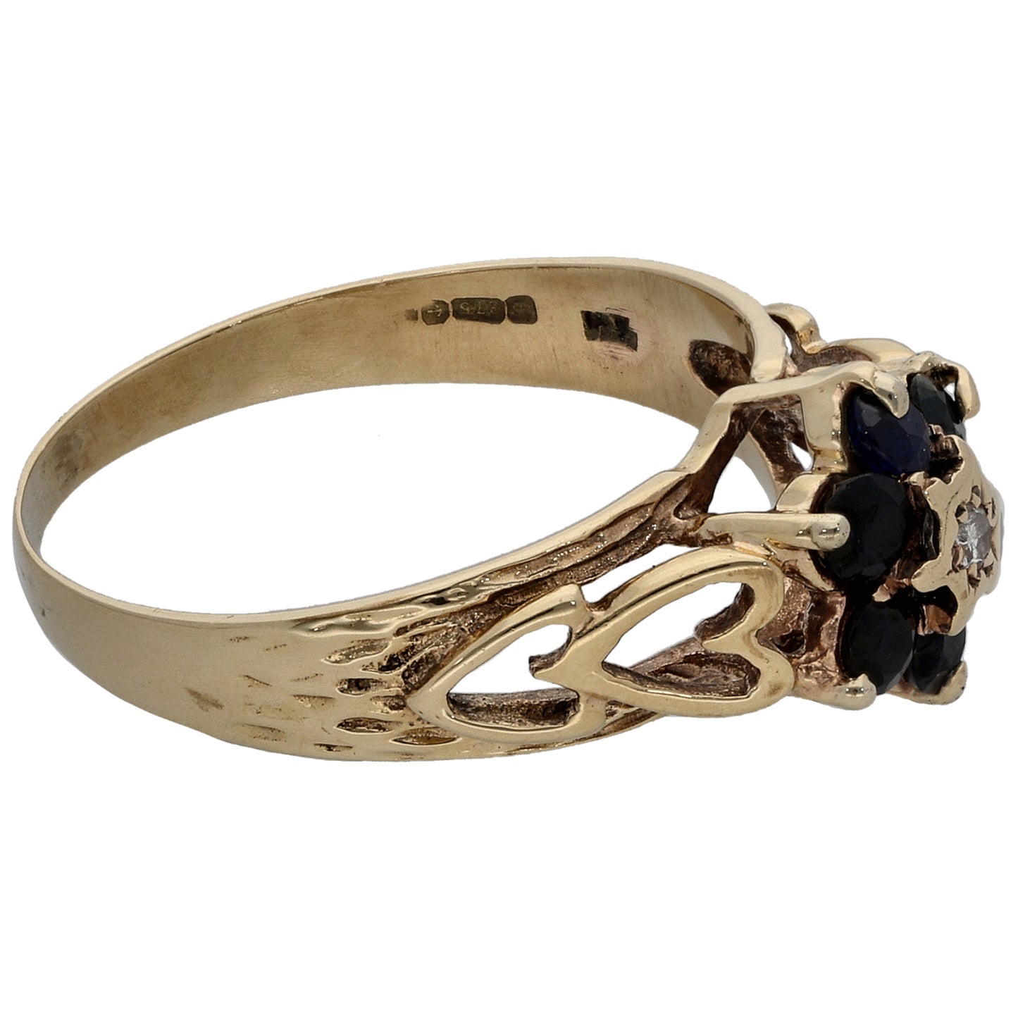 9ct Gold Sapphire & 0.01ct Diamond Dress/Cocktail Ring Size N