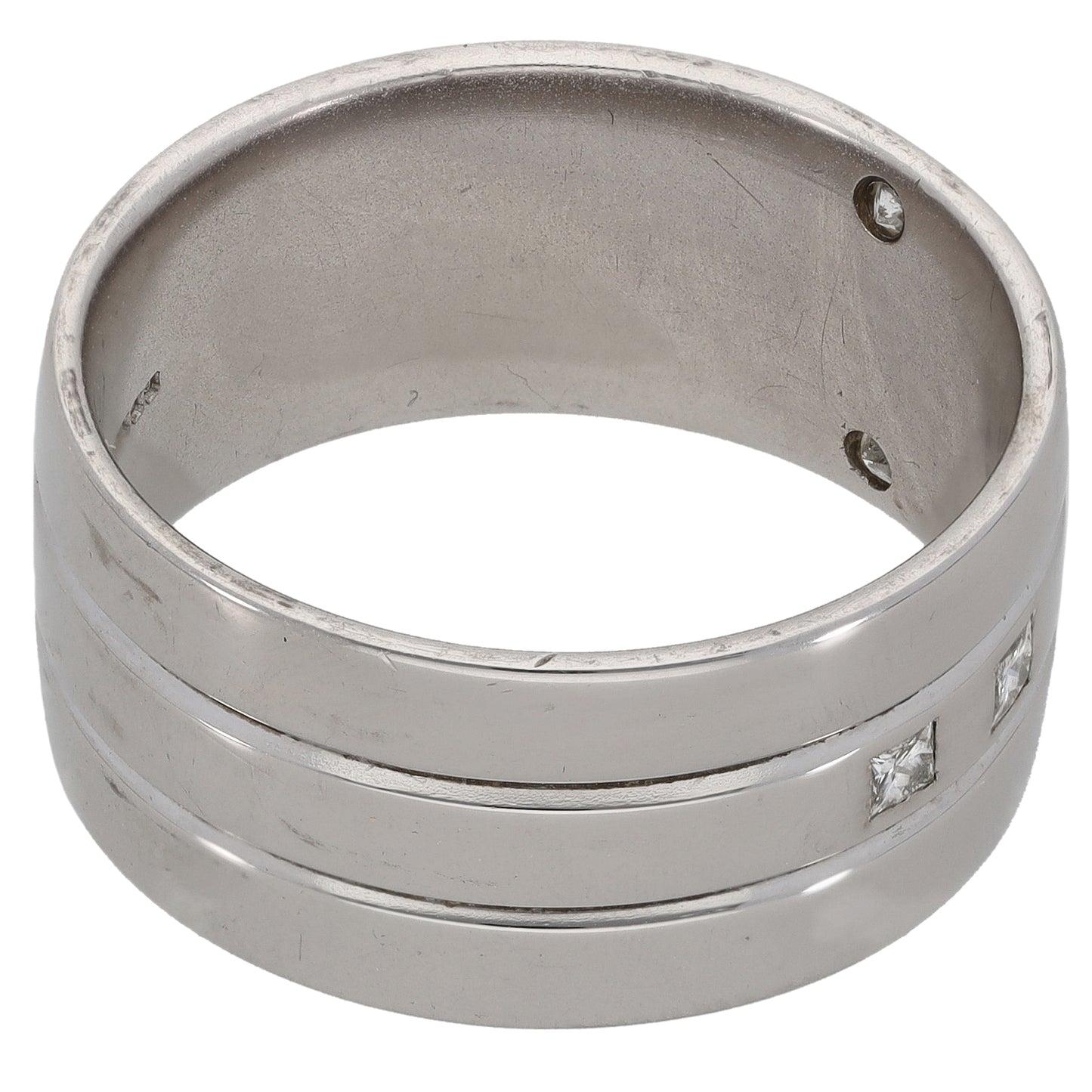 9ct White Gold 0.20ct Diamond Patterned Wedding Ring Size U