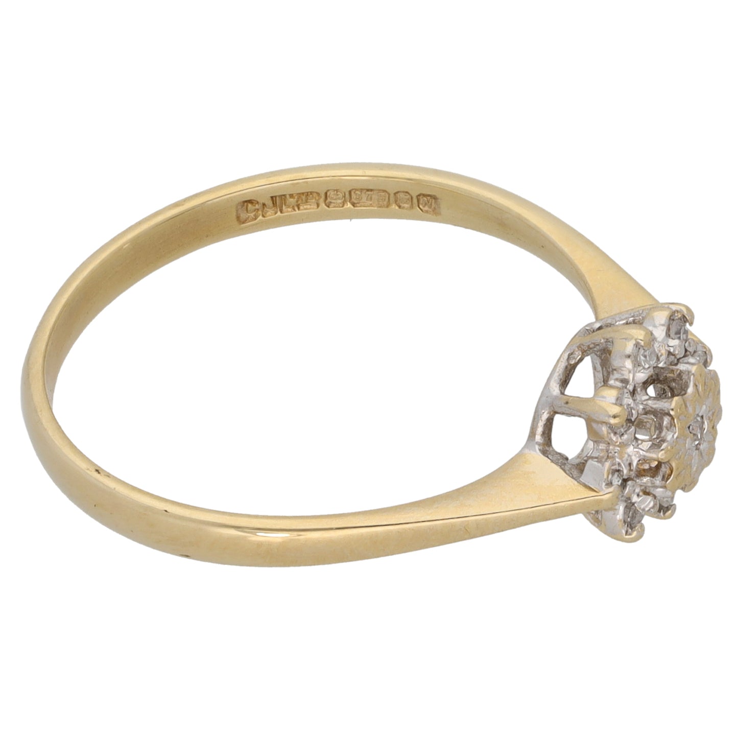 9ct Gold 0.045ct Diamond Cluster Ring Size P
