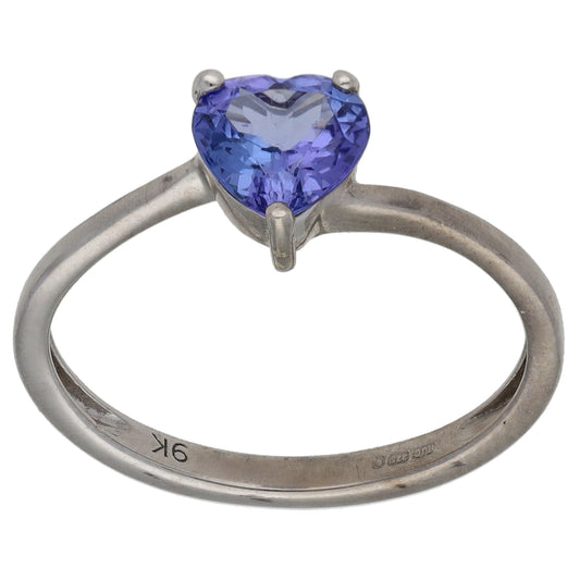 9ct White Gold Tanzanite Single Stone Ring Size N