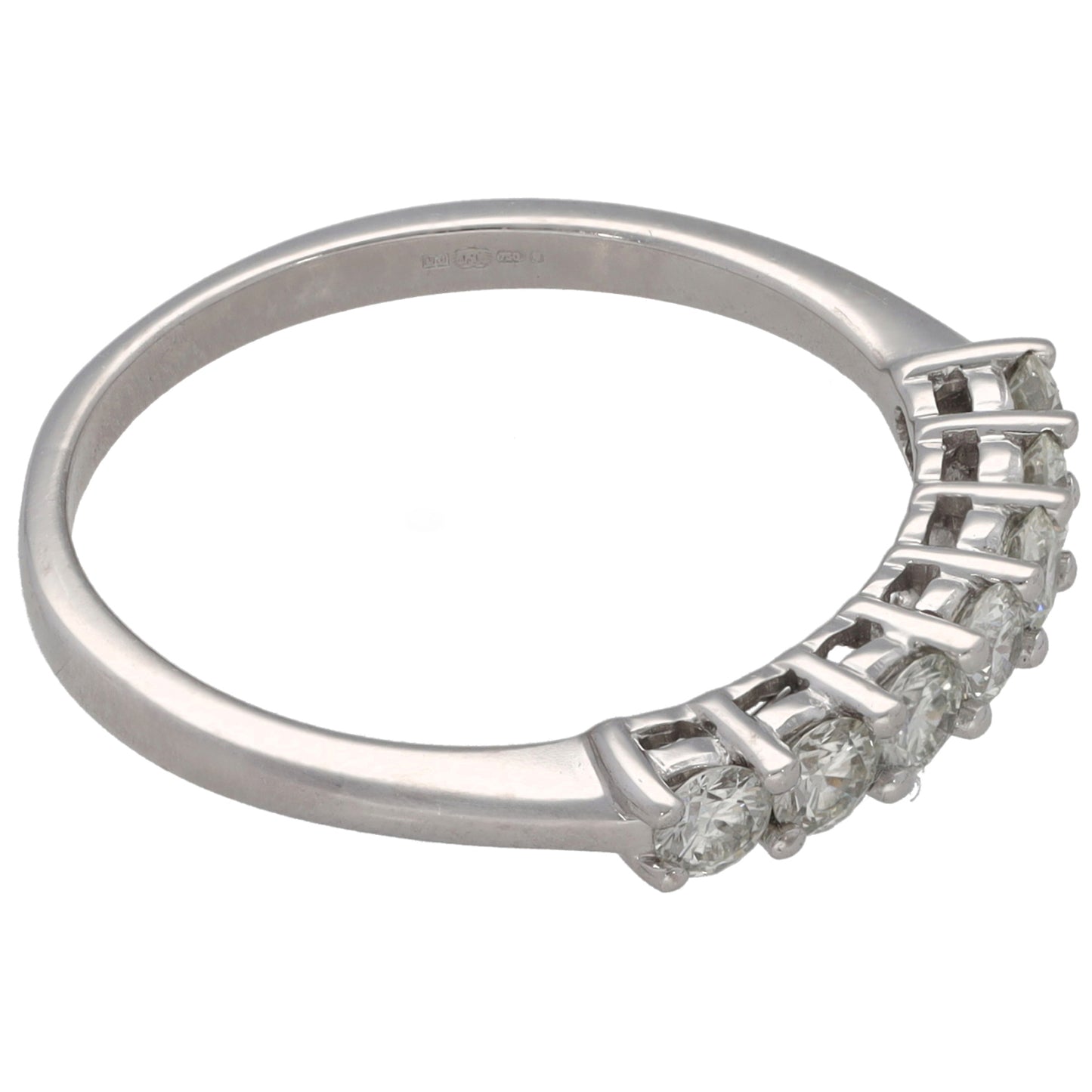 18ct White Gold 0.50ct Diamond Half Eternity Ring Size P
