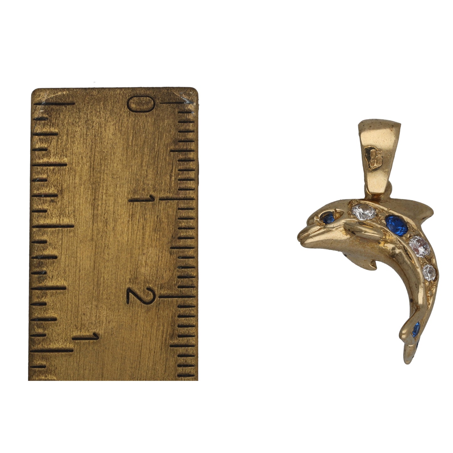 9ct Gold Imitation Gems Dolphin Pendant
