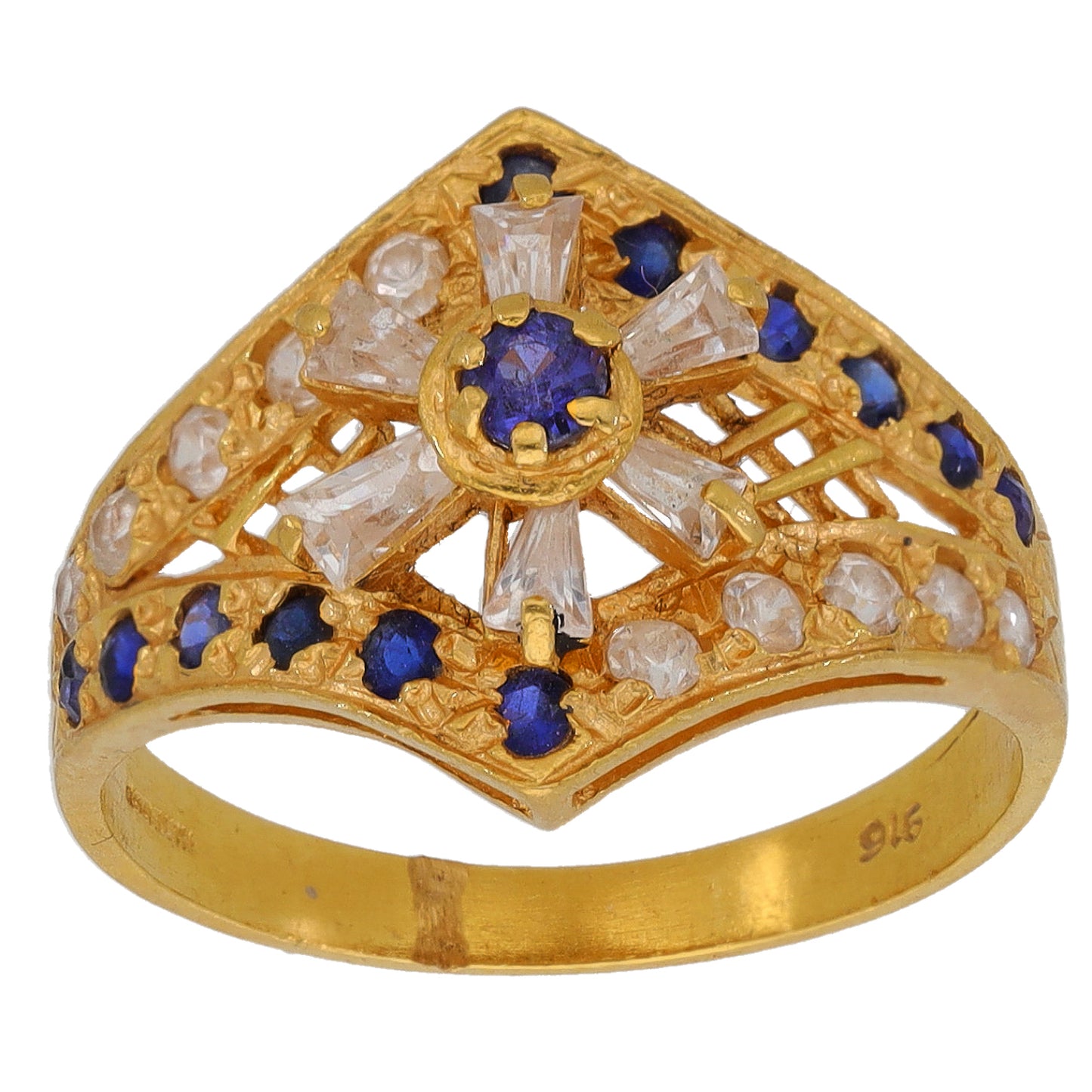 22ct Gold Imitation Gems Dress/Cocktail Ring Size O