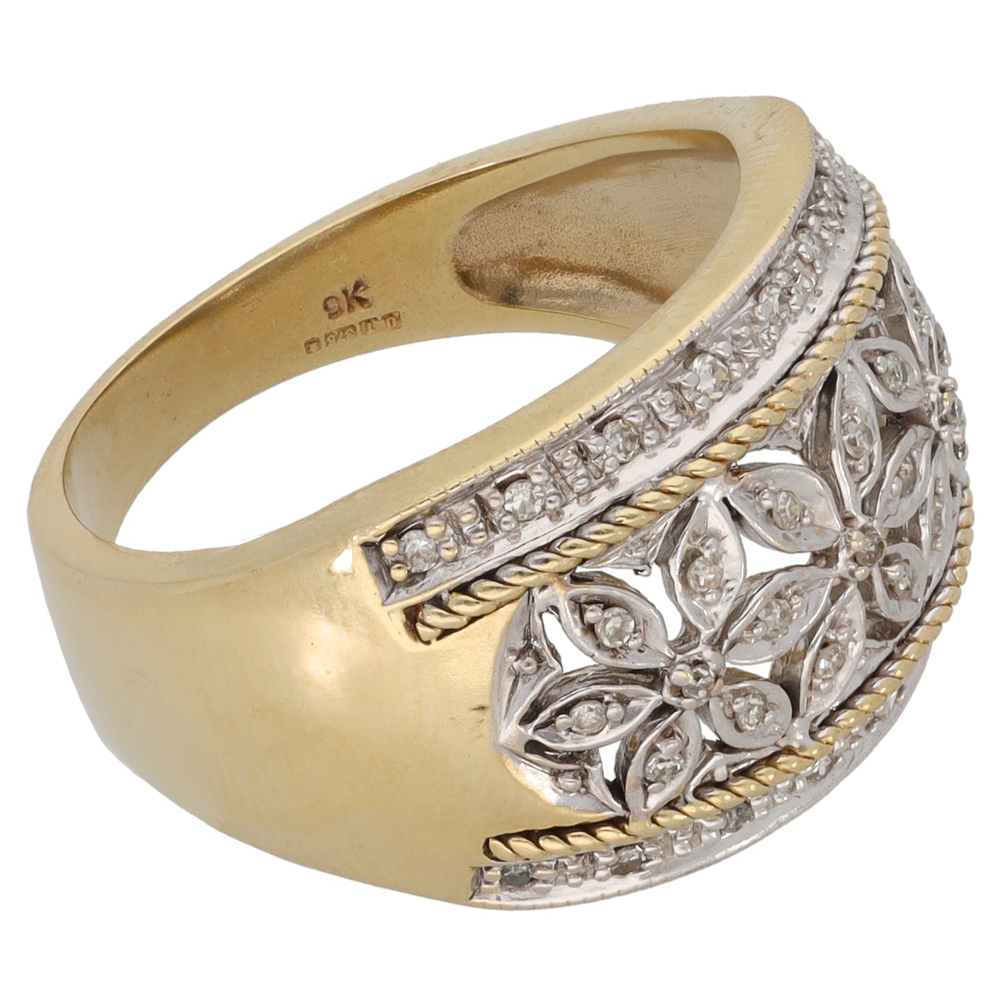 9ct Gold 0.175ct Diamond Dress/Cocktail Ring Size P