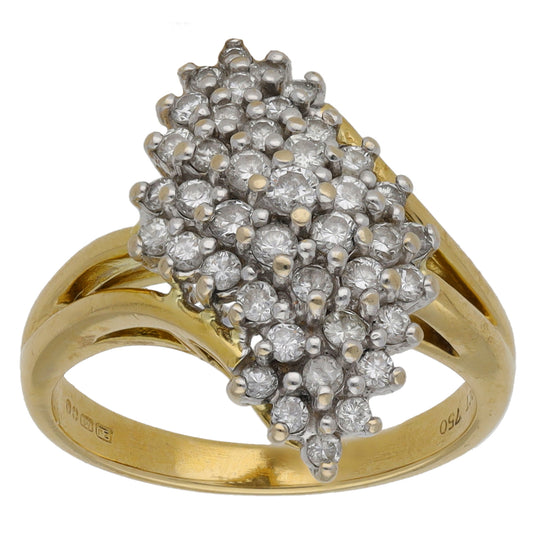 18ct Gold 0.82ct Diamond Cluster Ring Size L
