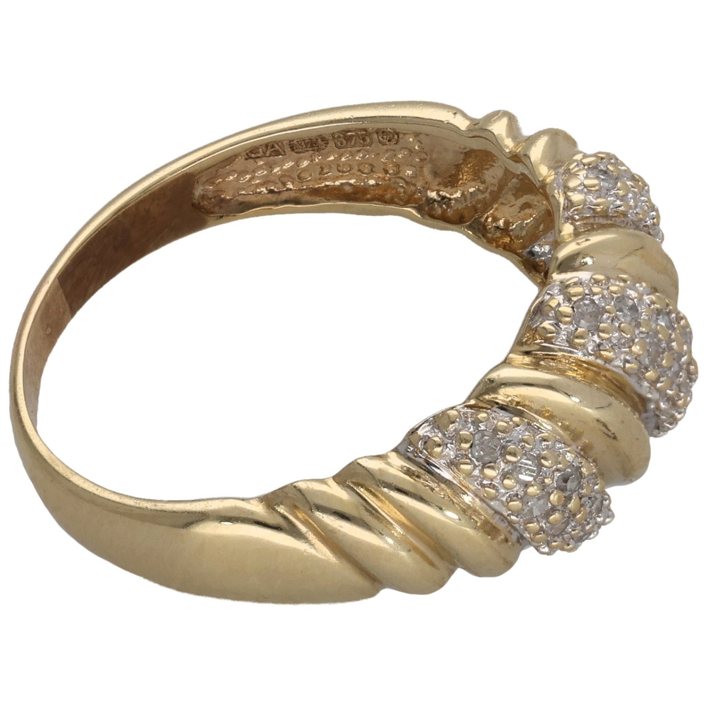 9ct gold diamond dress ring with textured band