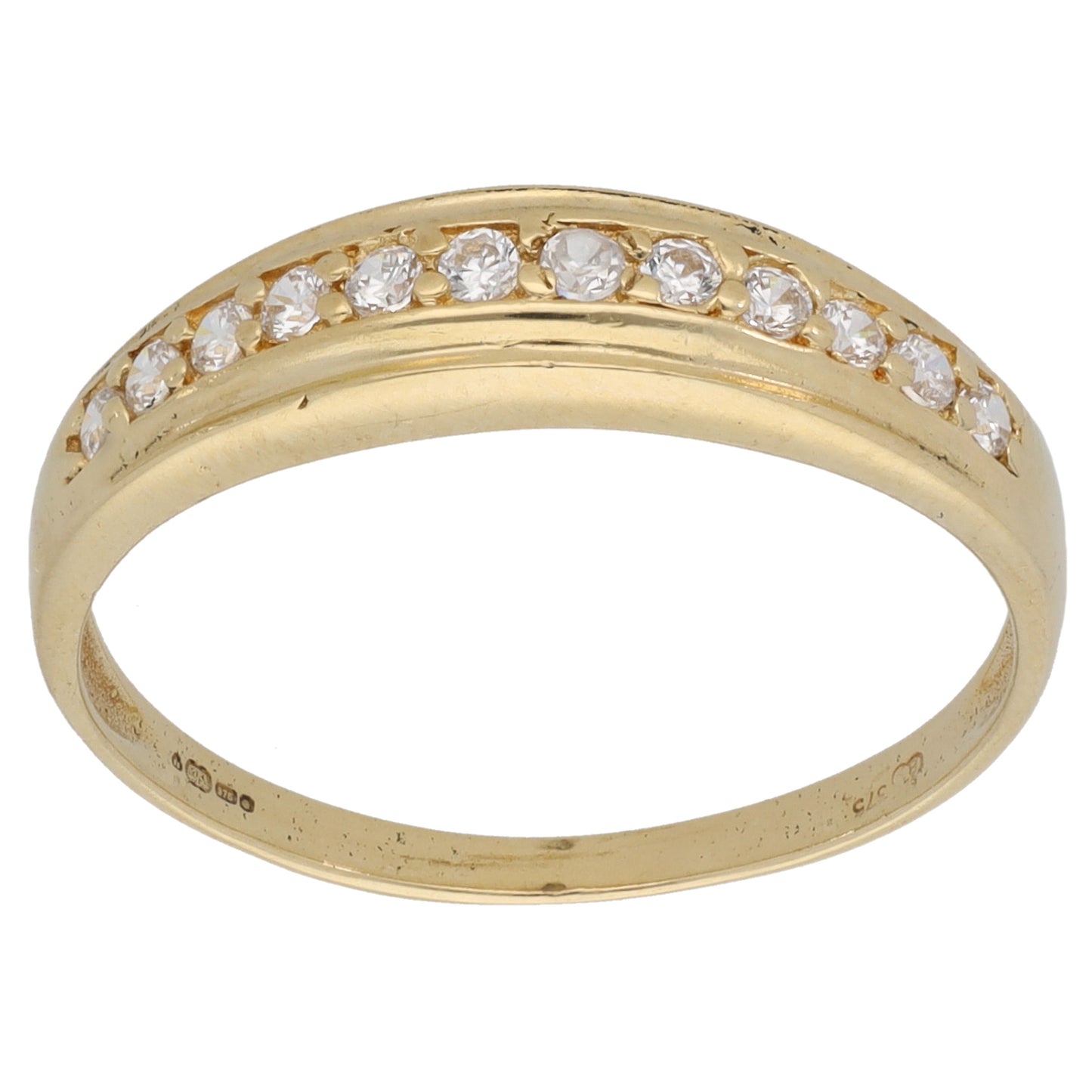 9ct Gold Cubic Zirconia Half Eternity Ring Size T