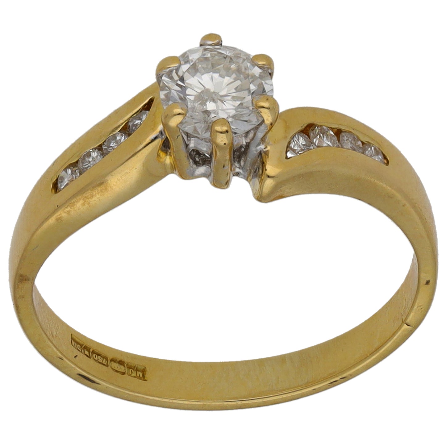 18ct Gold 0.48ct Diamond Solitaire Ring With Accent Stones Size L