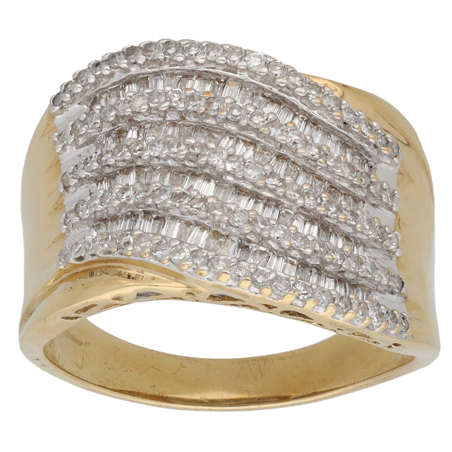 9ct Gold 1.00ct Diamond Dress/Cocktail Ring Size T