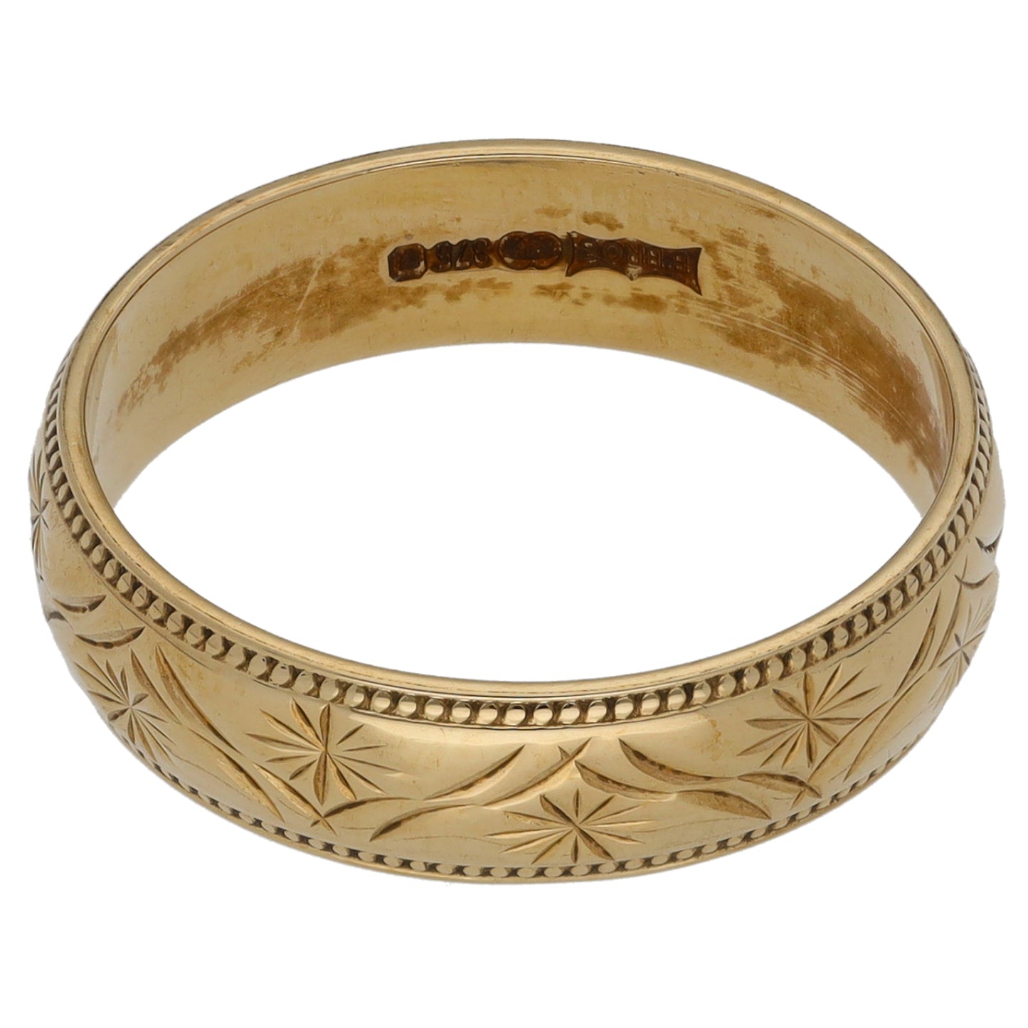 9ct Gold Patterned Wedding Ring Size N