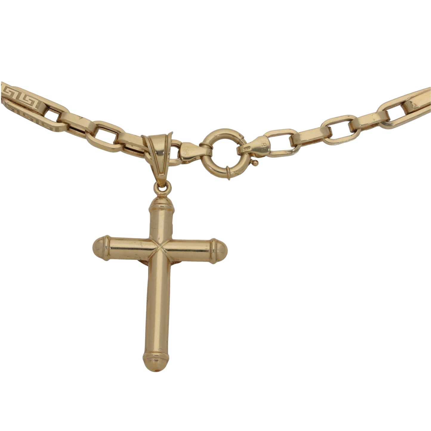 14ct Bicolour Gold Crucifix Pendant With Chain