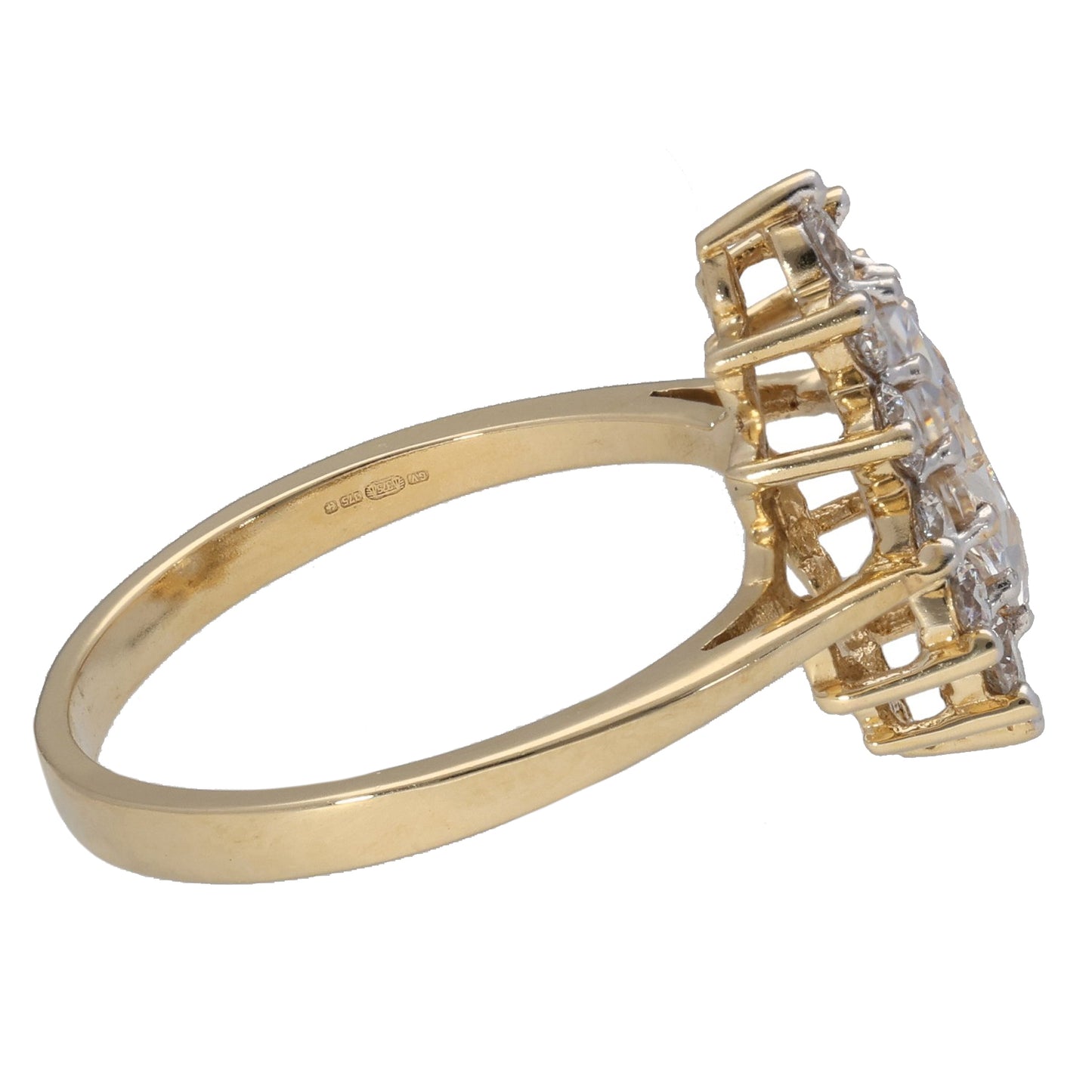 9ct Gold Cubic Zirconia Cluster Ring Size Q