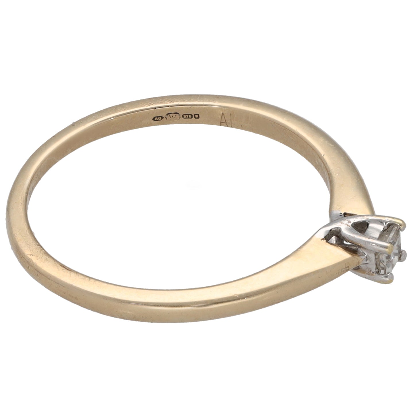 9ct Gold 0.10ct Diamond Solitaire Ring Size N