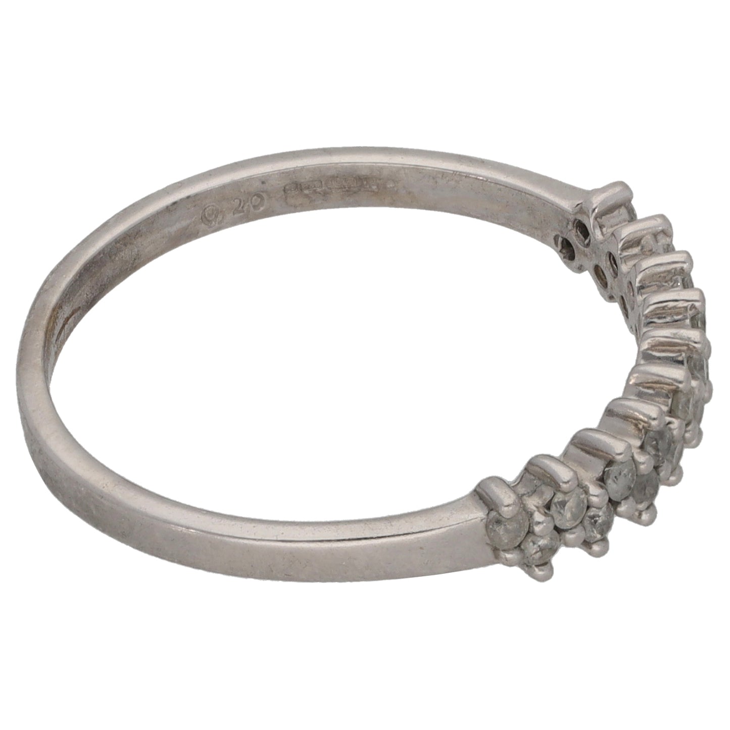 9ct White Gold 0.20ct Diamond Half Eternity Ring Size P