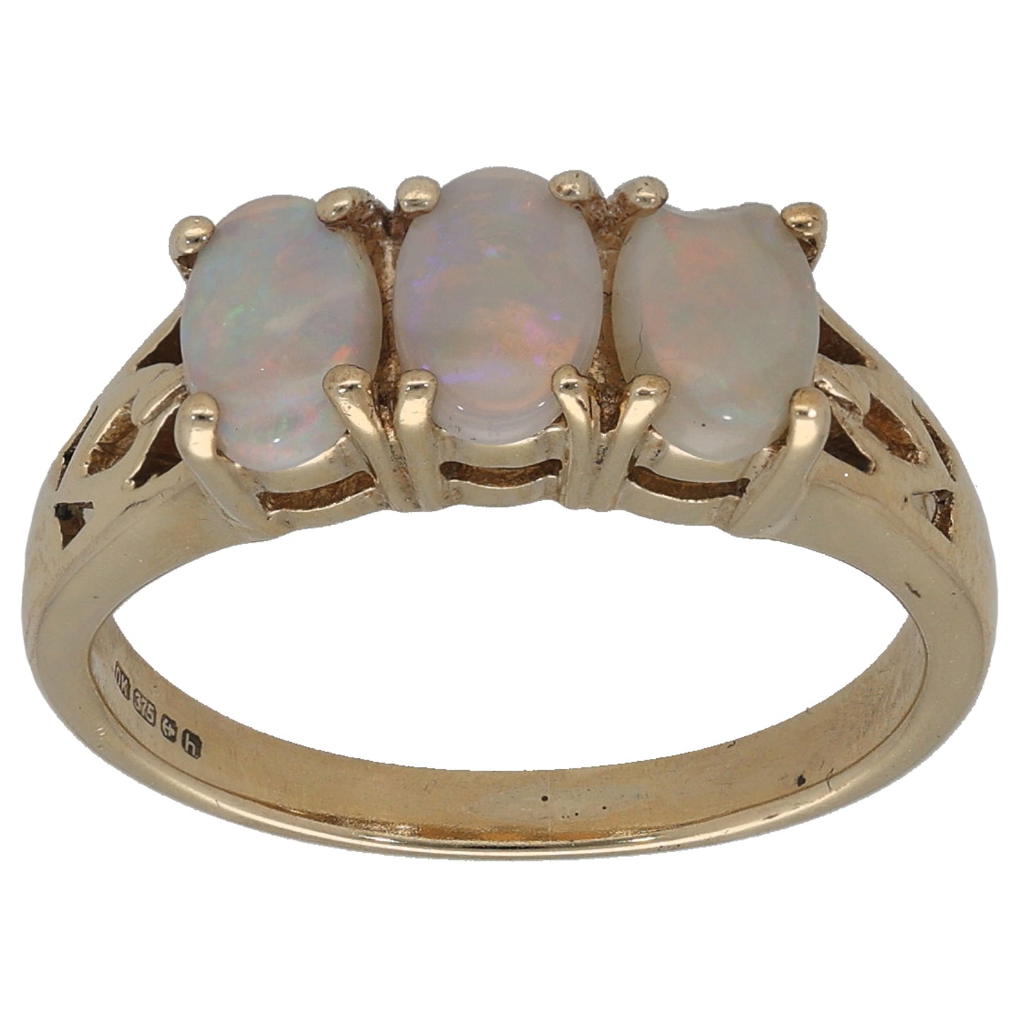 9ct Gold Opal Trilogy Ring Size K