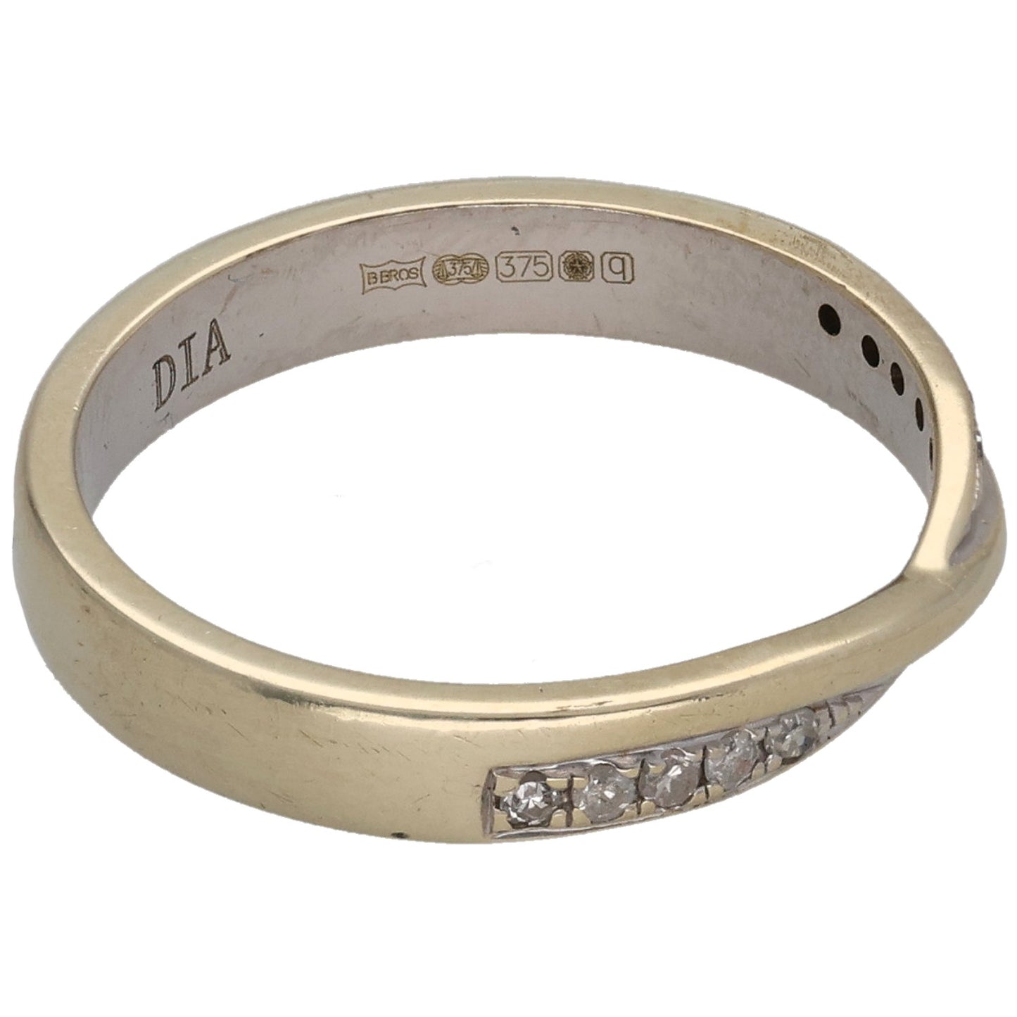 9ct White Gold 0.05ct Diamond Half Eternity Ring Size L