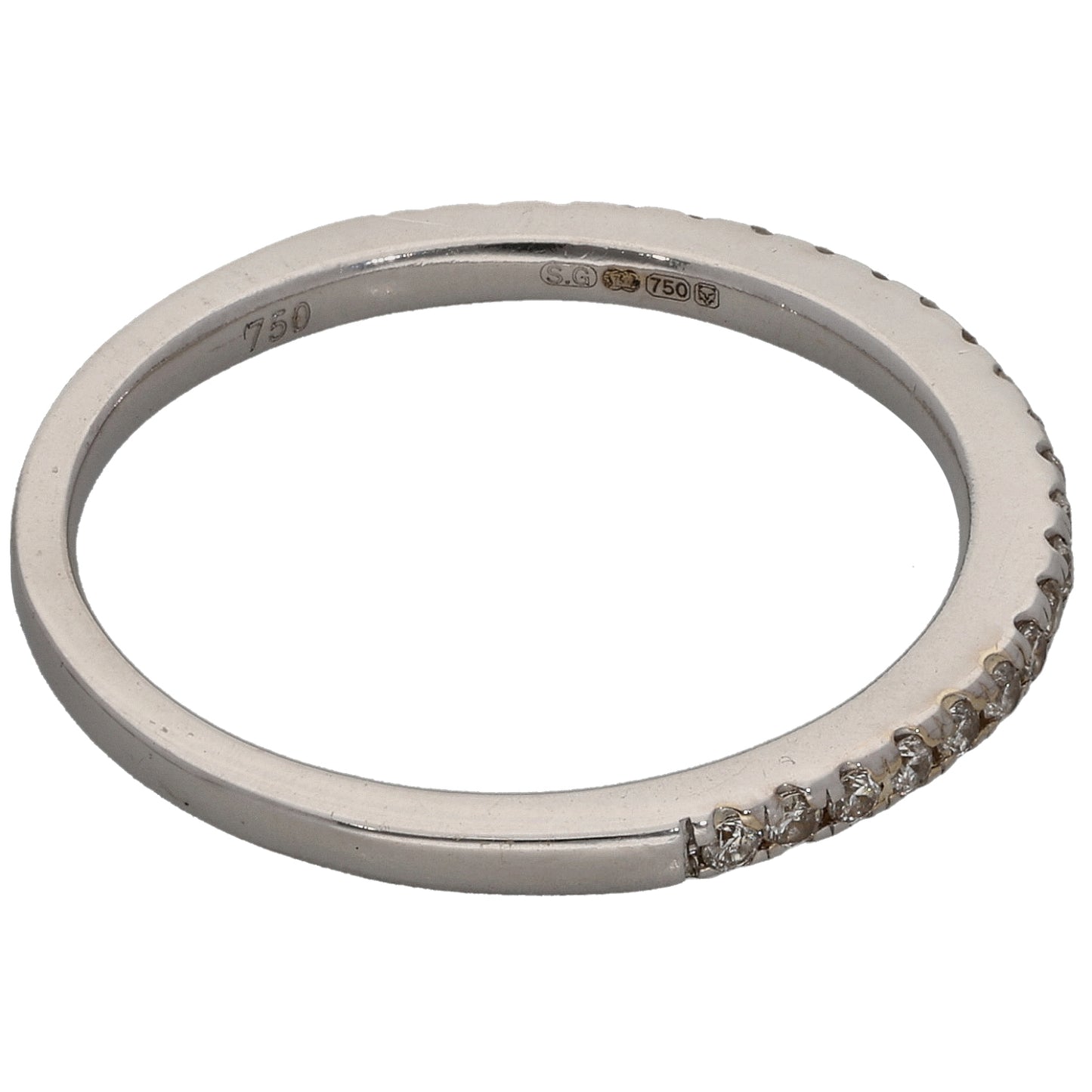 18ct White Gold 0.15ct Diamond Half Eternity Ring Size L