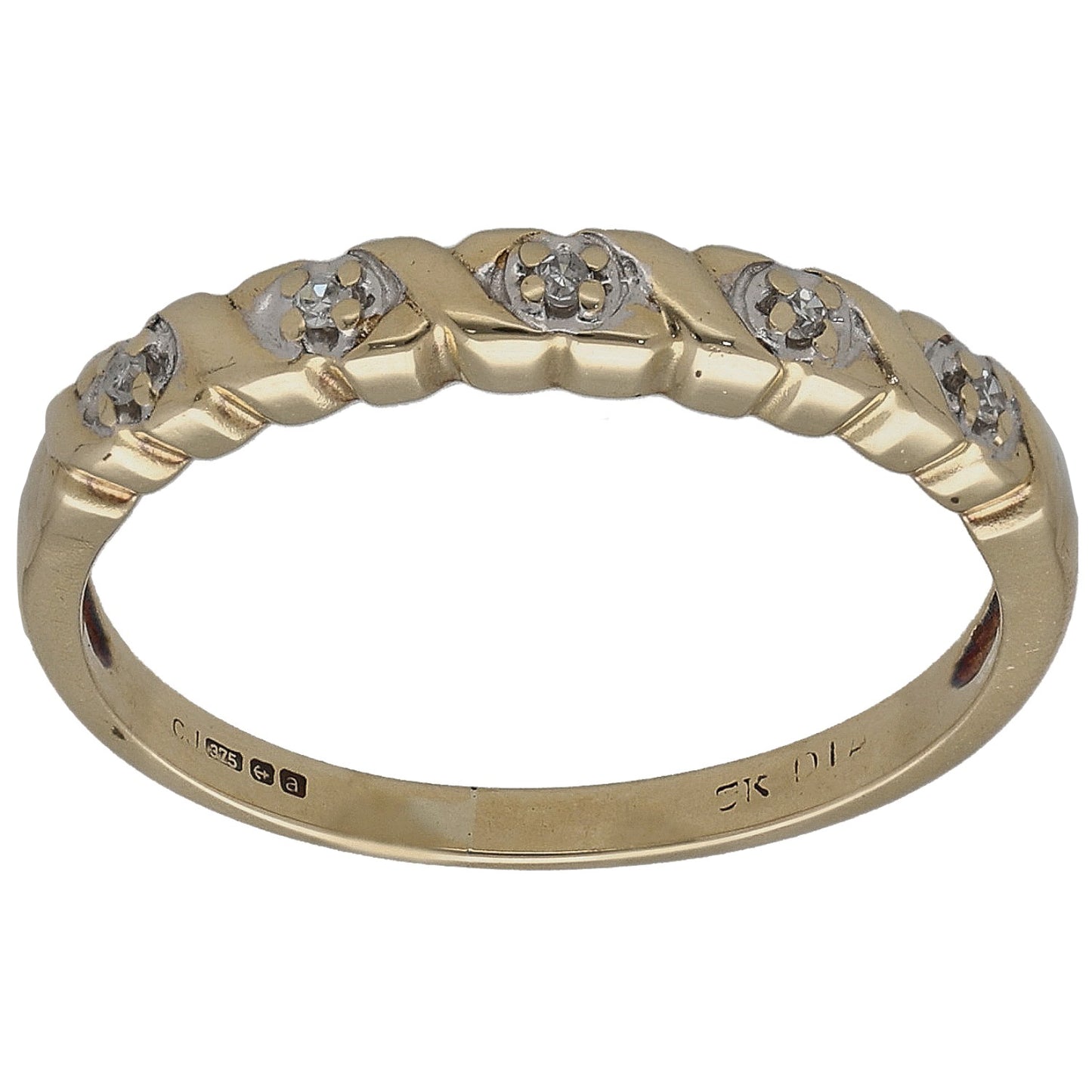9ct Gold 0.025ct Diamond Half Eternity Ring Size M