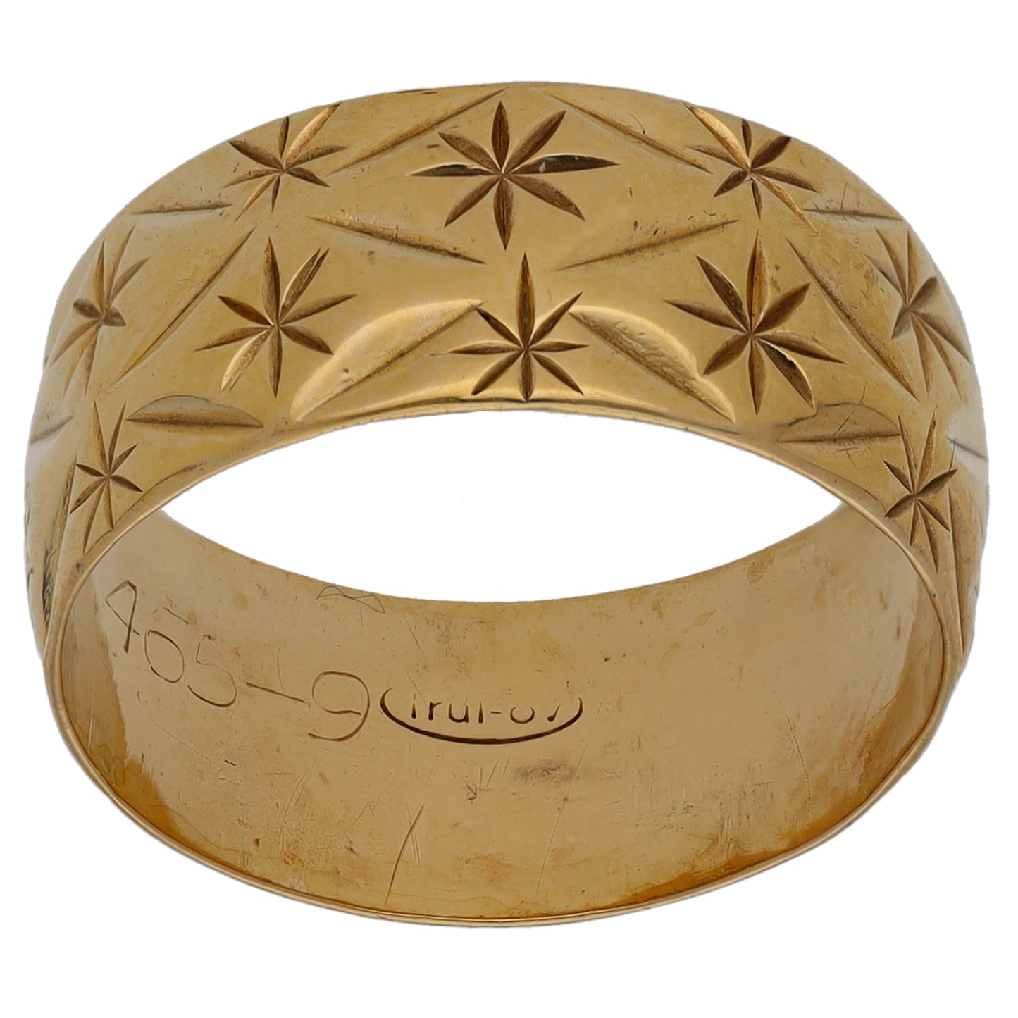 9ct Gold Patterned Wedding Ring Size O