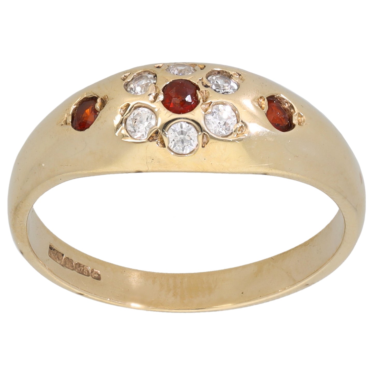 9ct Gold Garnet & Cubic Zirconia Dress/Cocktail Ring Size O