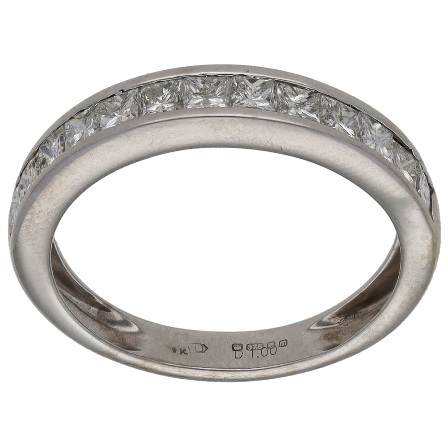 9ct White Gold 1.00ct Diamond Half Eternity Ring Size N