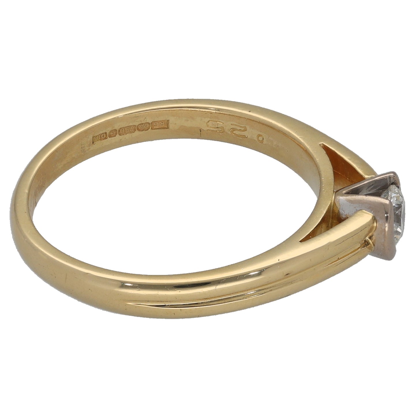 18ct Gold 0.25ct Diamond Solitaire Ring Size O