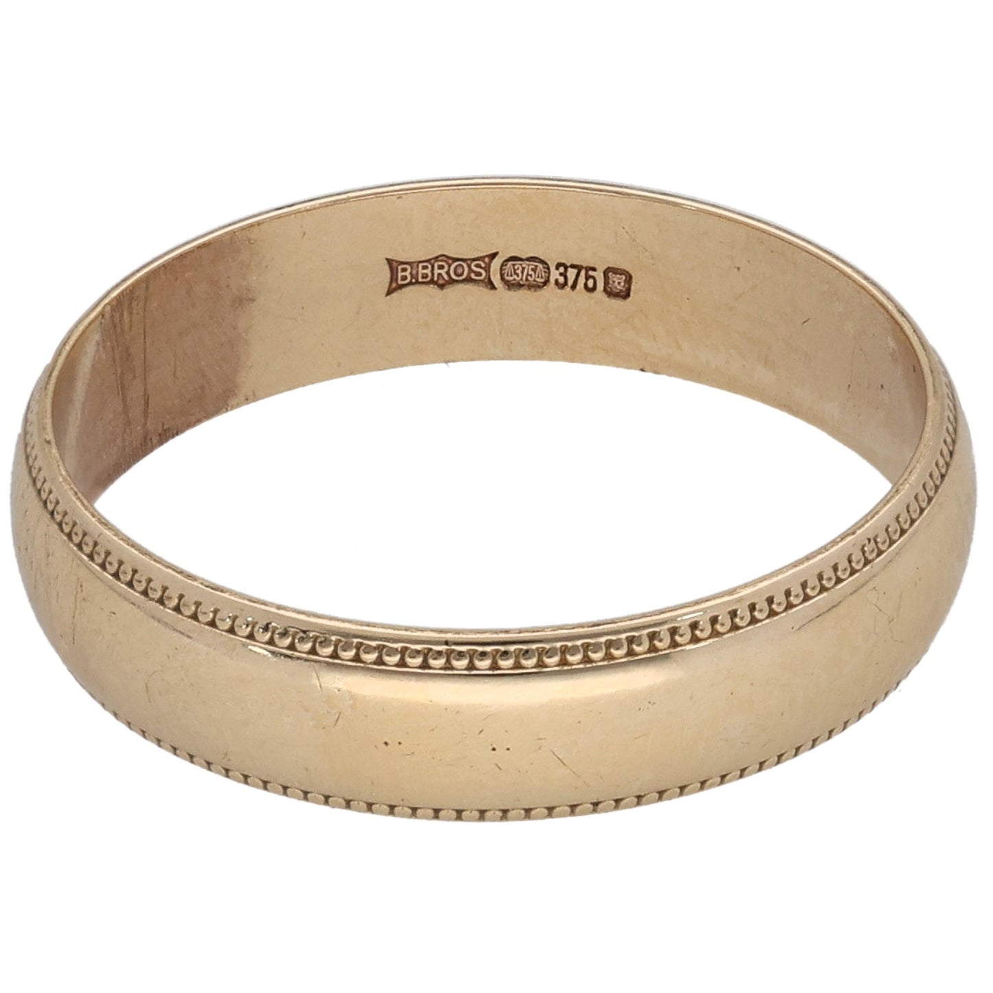 9ct Gold Patterned Wedding Ring Size V