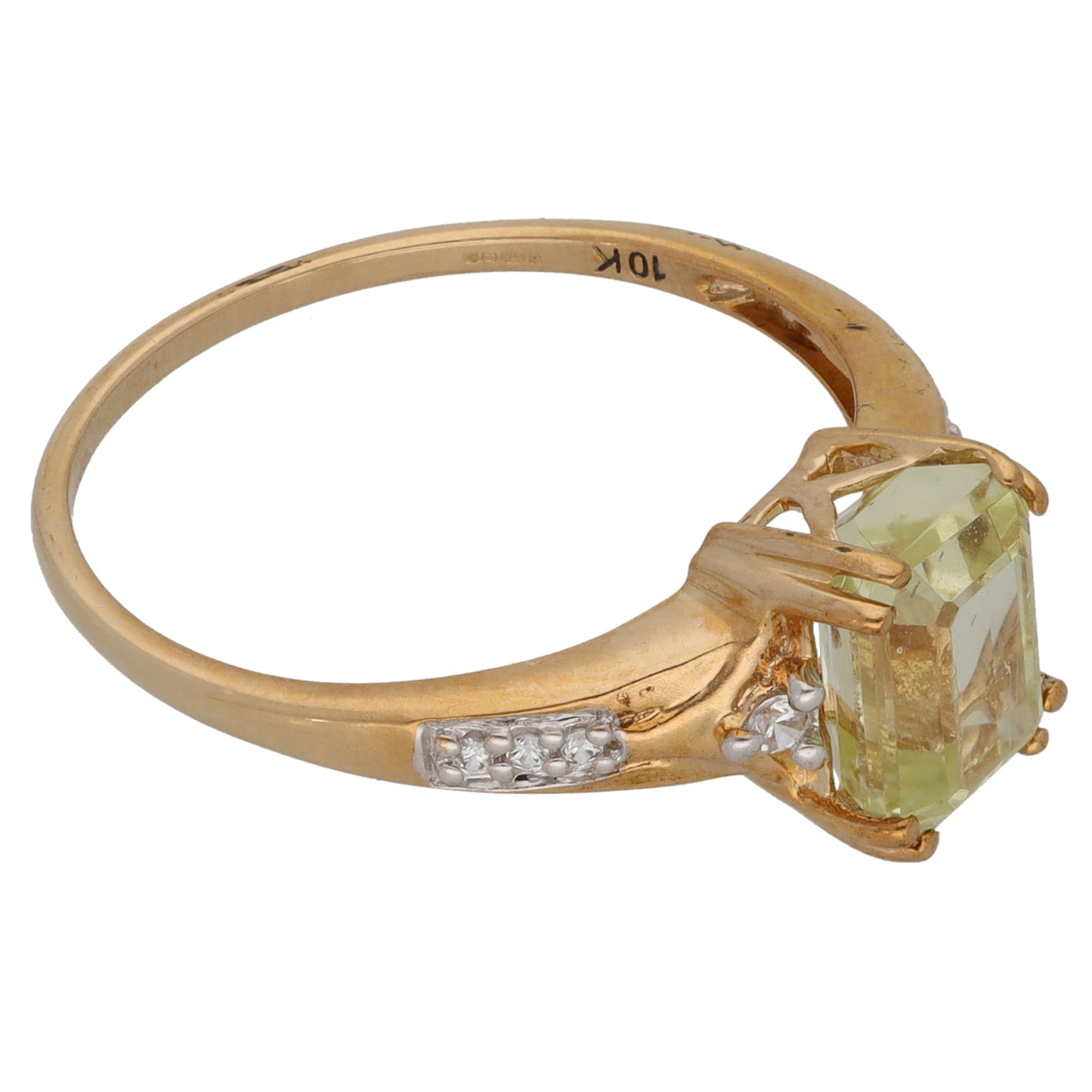 9ct Gold Spodumene & Imitation Gems Single Stone Ring With Accents Size Q