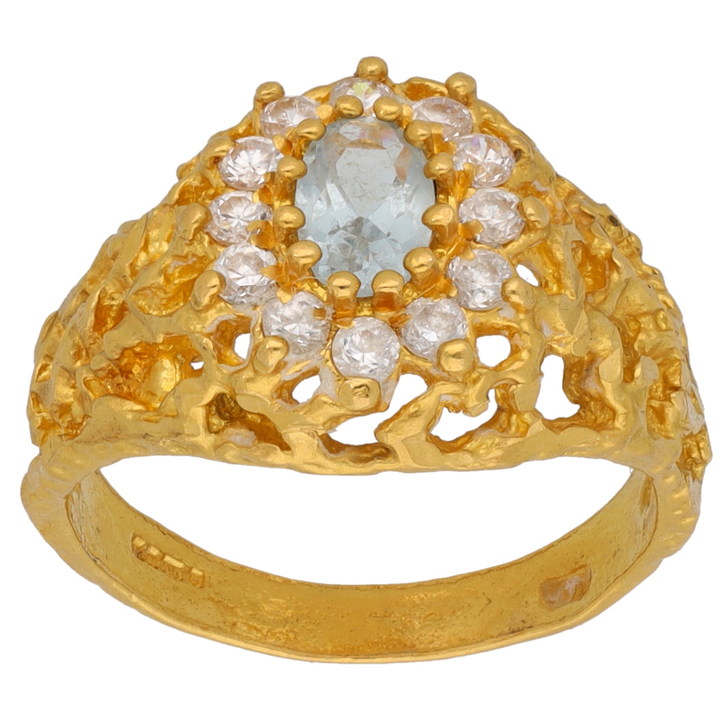 22ct Gold Imitation Gems Dress/Cocktail Ring Size N