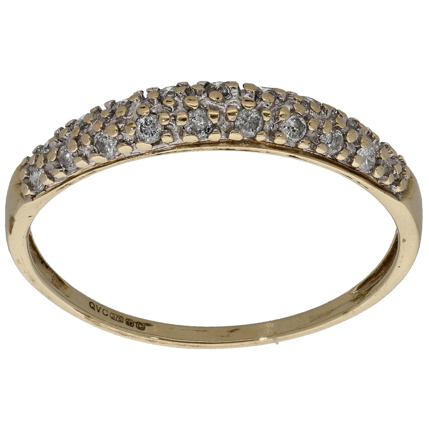 9ct Gold 0.18ct Diamond Half Eternity Ring Size T