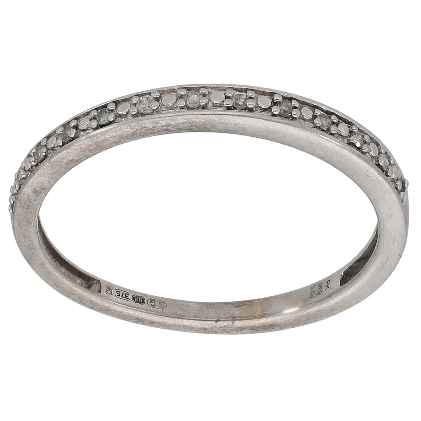 9ct White Gold 0.04ct Diamond Half Eternity Ring Size L