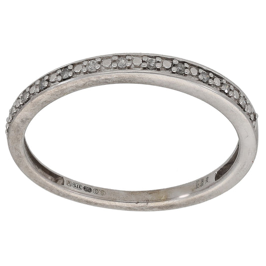 9ct White Gold 0.04ct Diamond Half Eternity Ring Size L