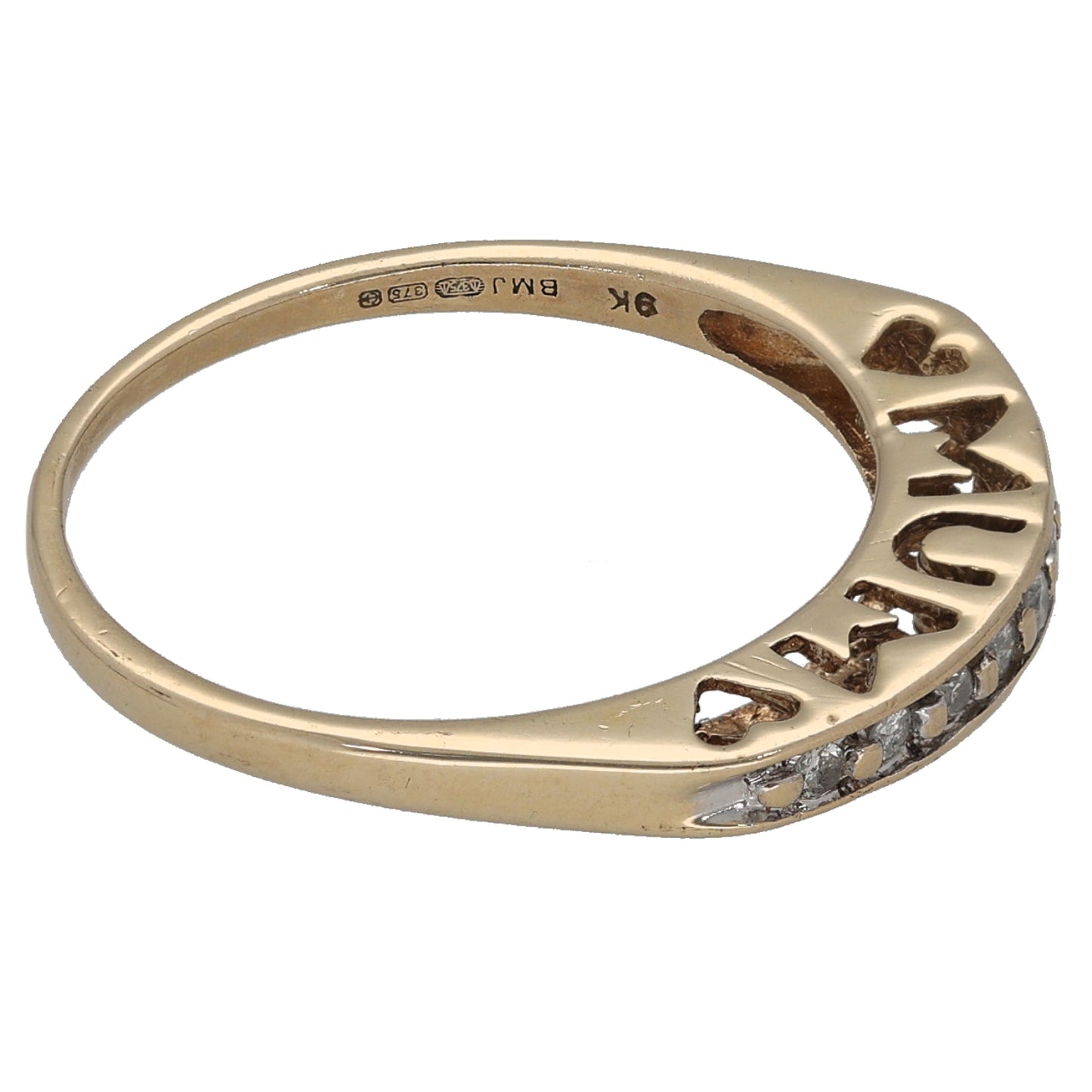 9ct Gold 0.10ct Diamond Half Eternity Ring Size N