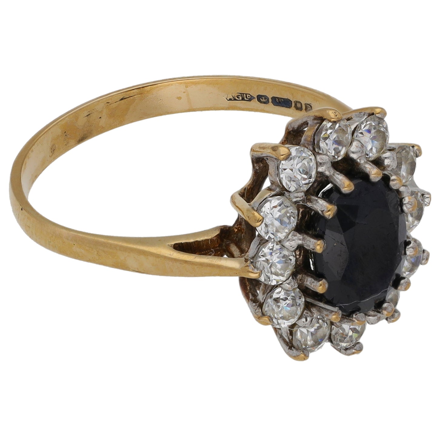9ct Gold Sapphire & Cubic Zirconia Dress/Cocktail Ring Size Q