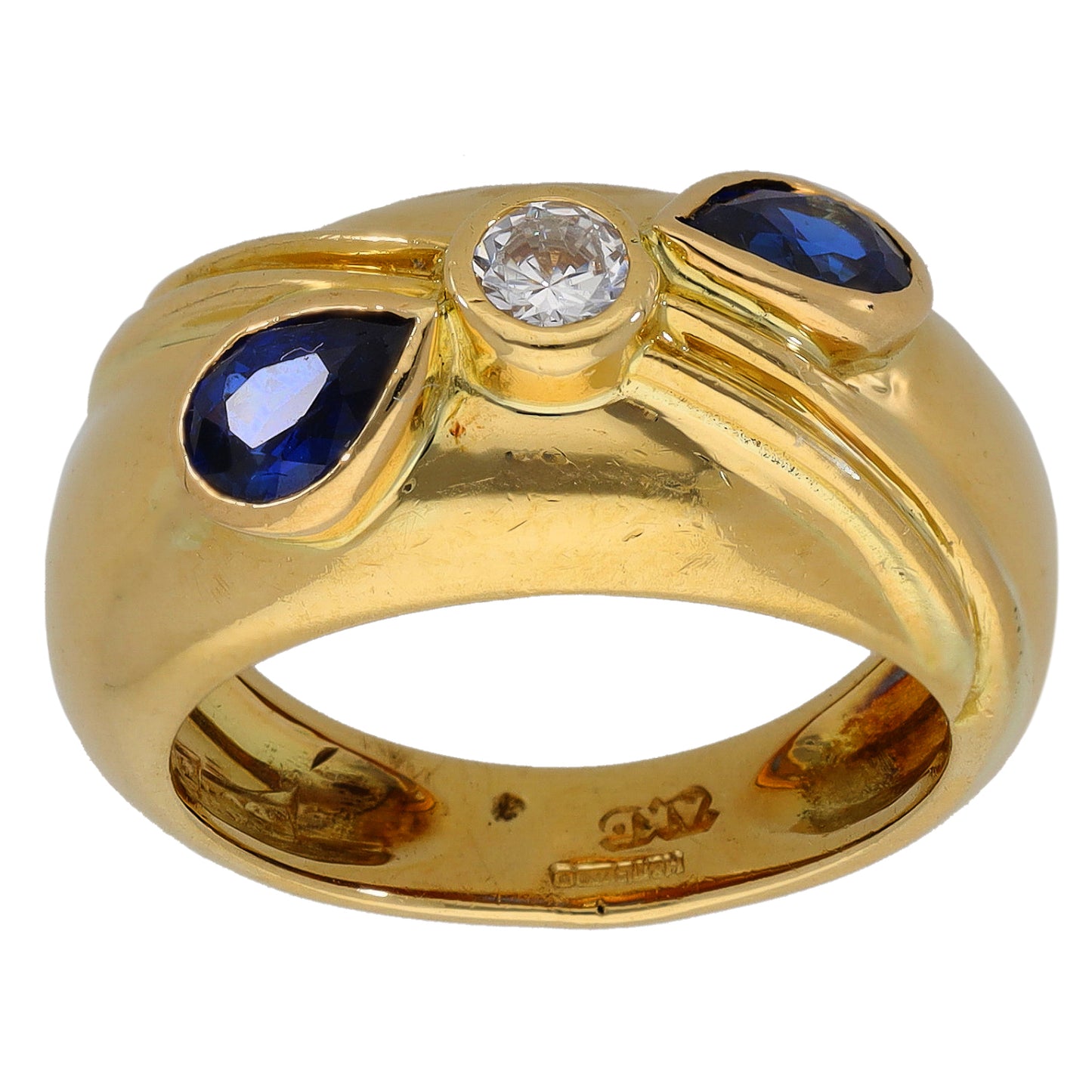18ct Gold Sapphire & Cubic Zirconia Dress/Cocktail Ring Size L