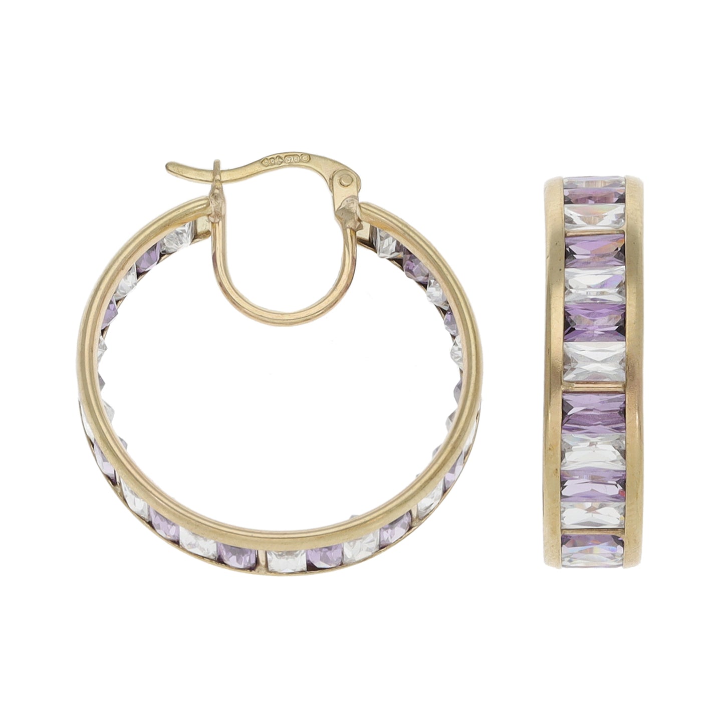 9ct Gold Cubic Zirconia Hoop Earrings