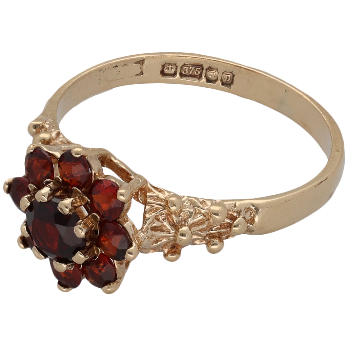 9ct Gold Garnet Dress/Cocktail Ring Size O
