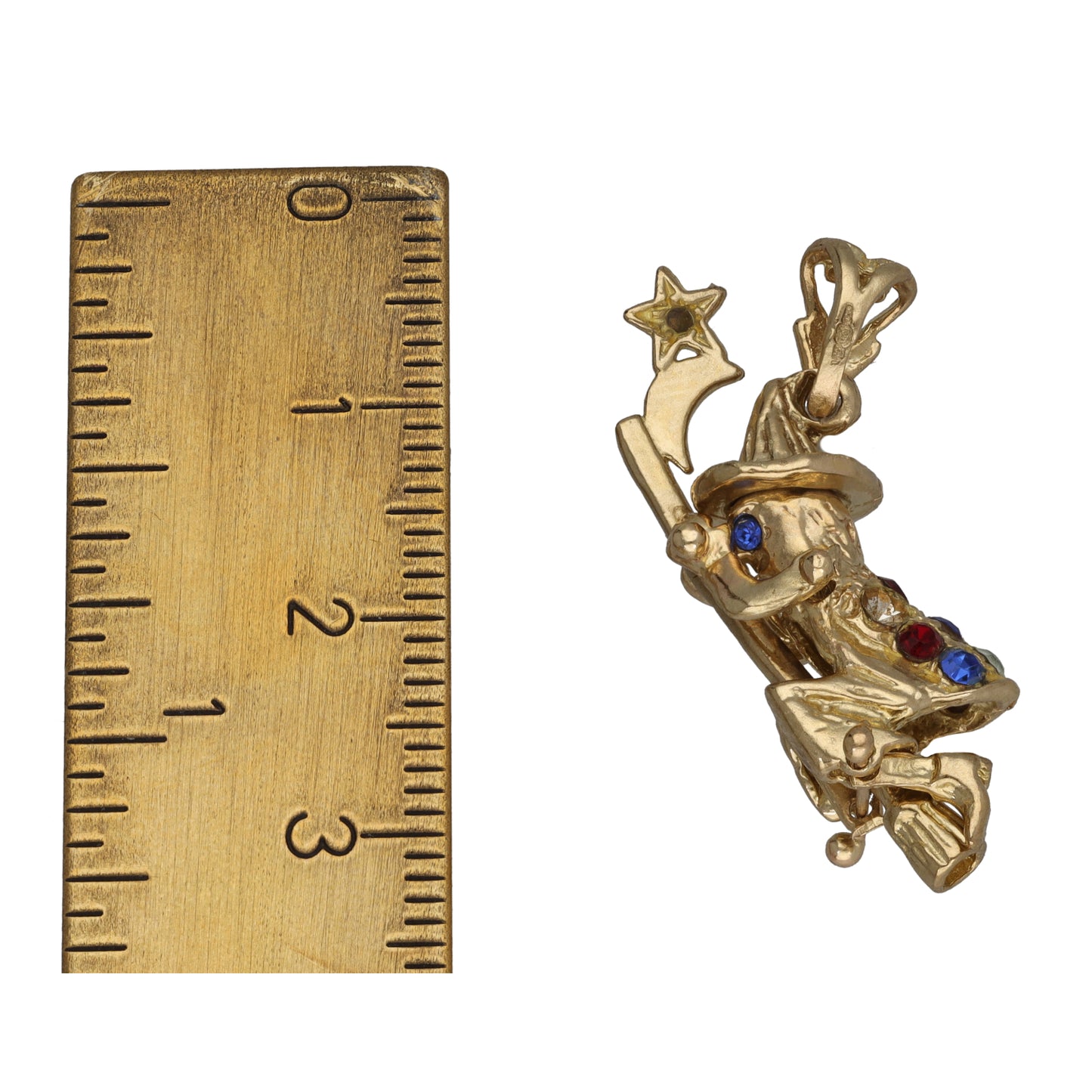 9ct Gold Imitation Gems Witch Pendant